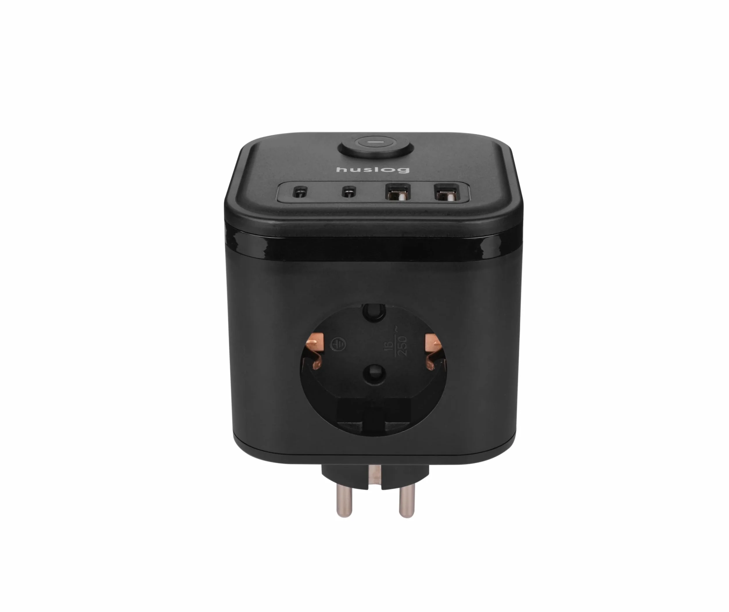 Cubo Multipresa 3 Prese AC 4 USB-C USB-A 3680W Compatta Ignifuga Interruttore ON/OFF Nera