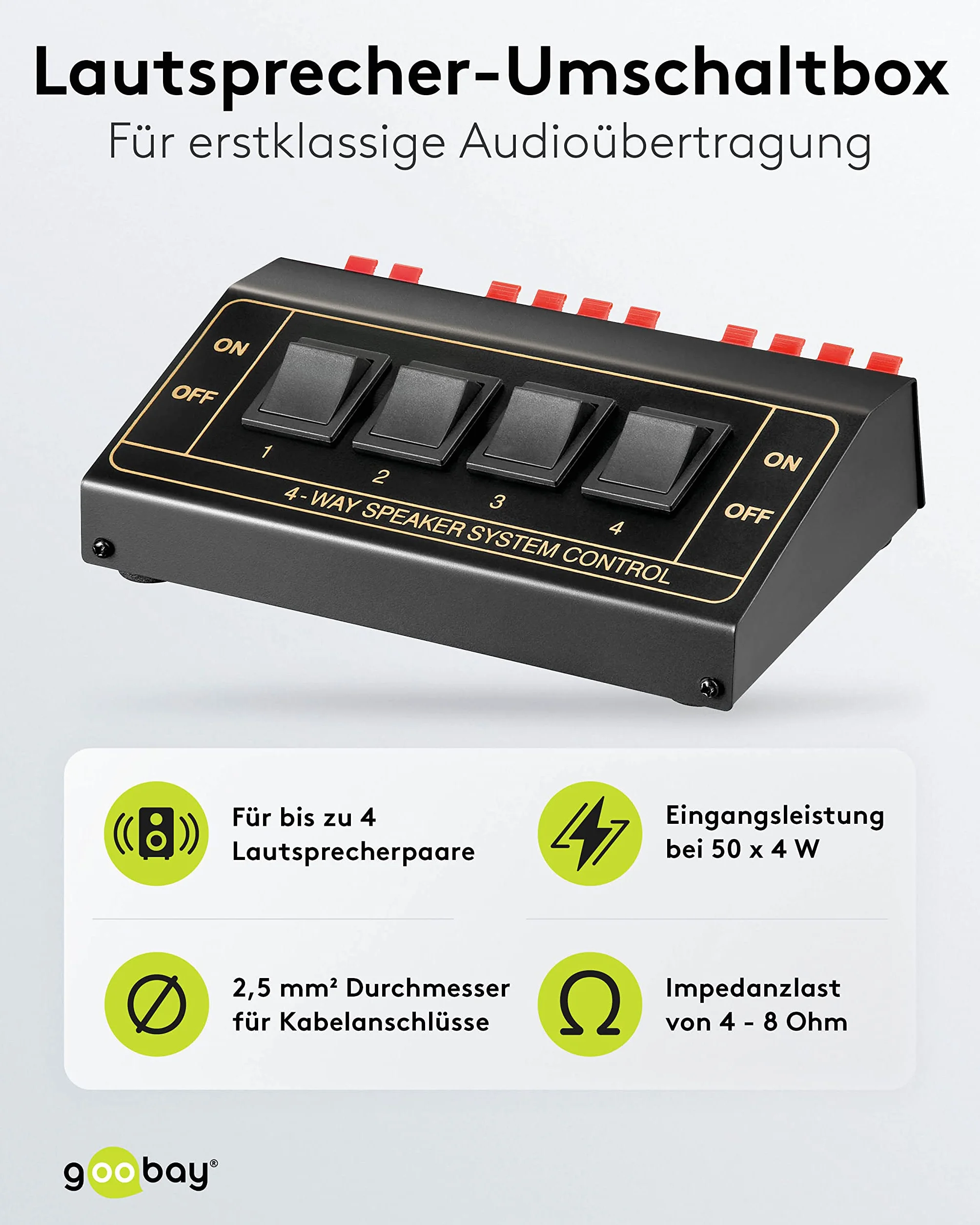 Goobay Speaker Switchbox per 4 coppie di diffusori nero