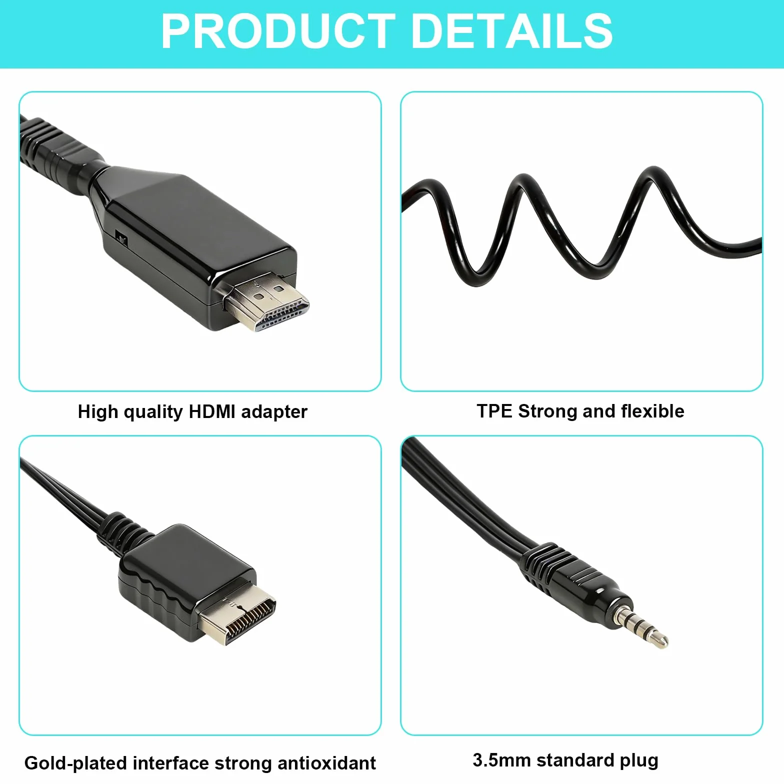 HENGBIRD Adattatore PS1 PS2 a HDMI 720P 1080P con Cavo AV 1m, Convertitore RCA HDMI con Alimentazione Micro USB Plug and Play per TV