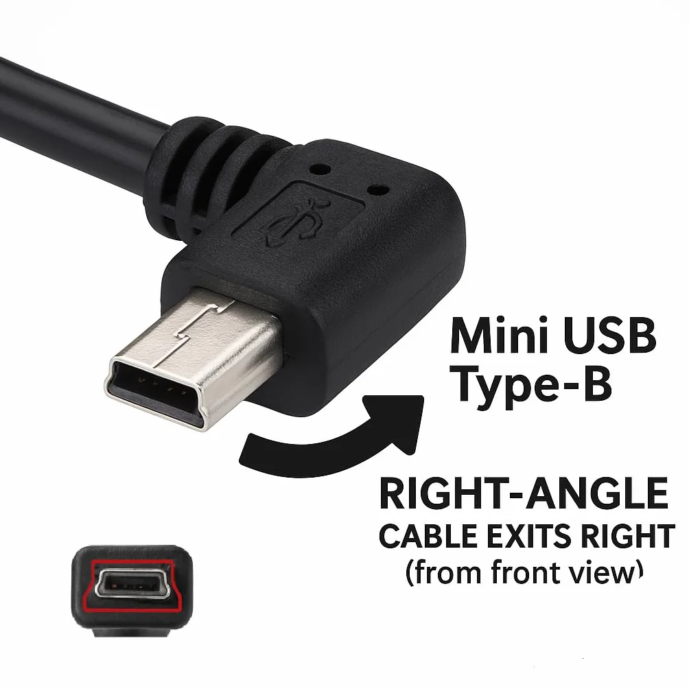 10FT USB A Male to Mini USB 90 Degree Right Angle Cable for Garmin Dash Cam GPS GoPro Hero 4 3+