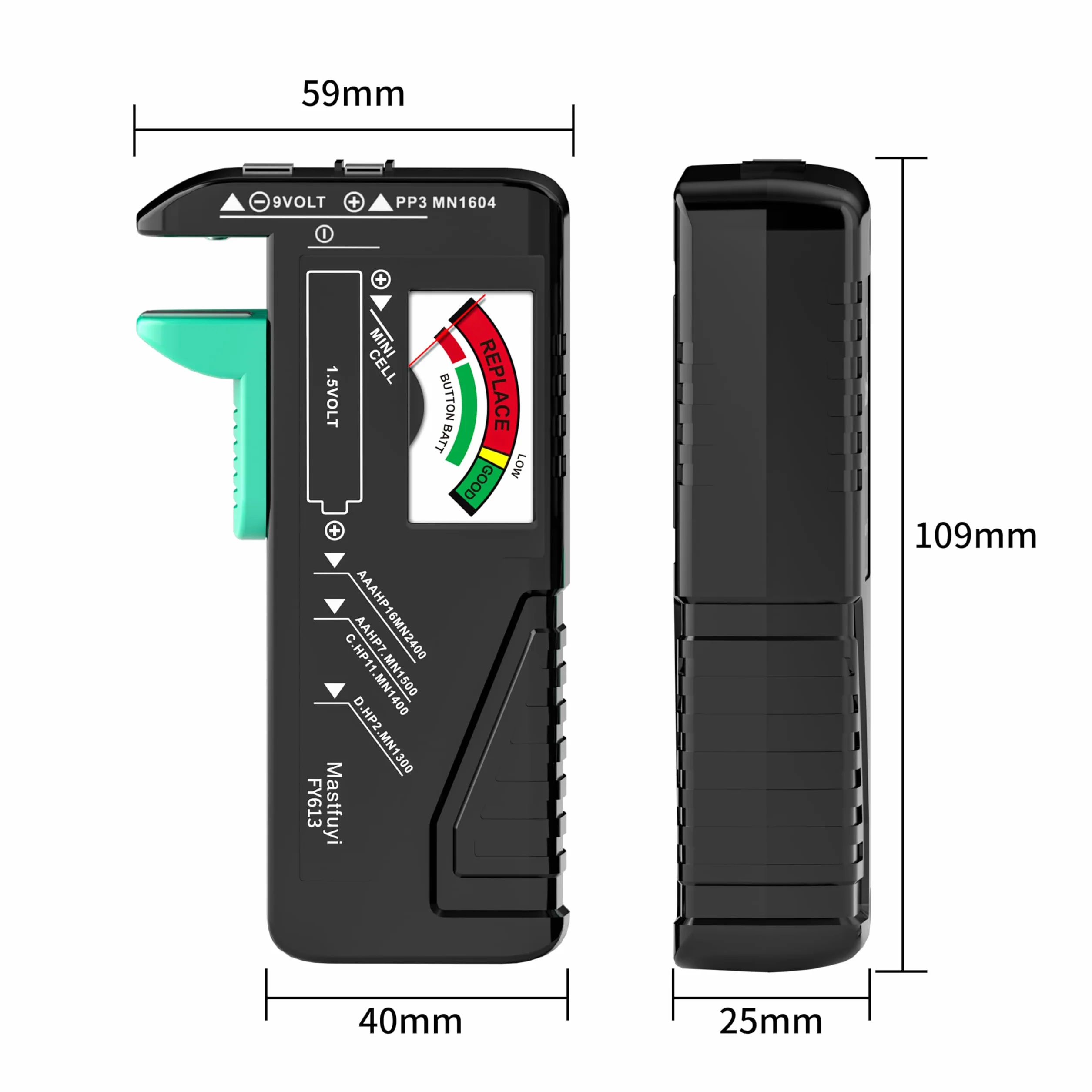 Tester Universale di Batteria 9V 1.5V AAA AA C D per Bottone