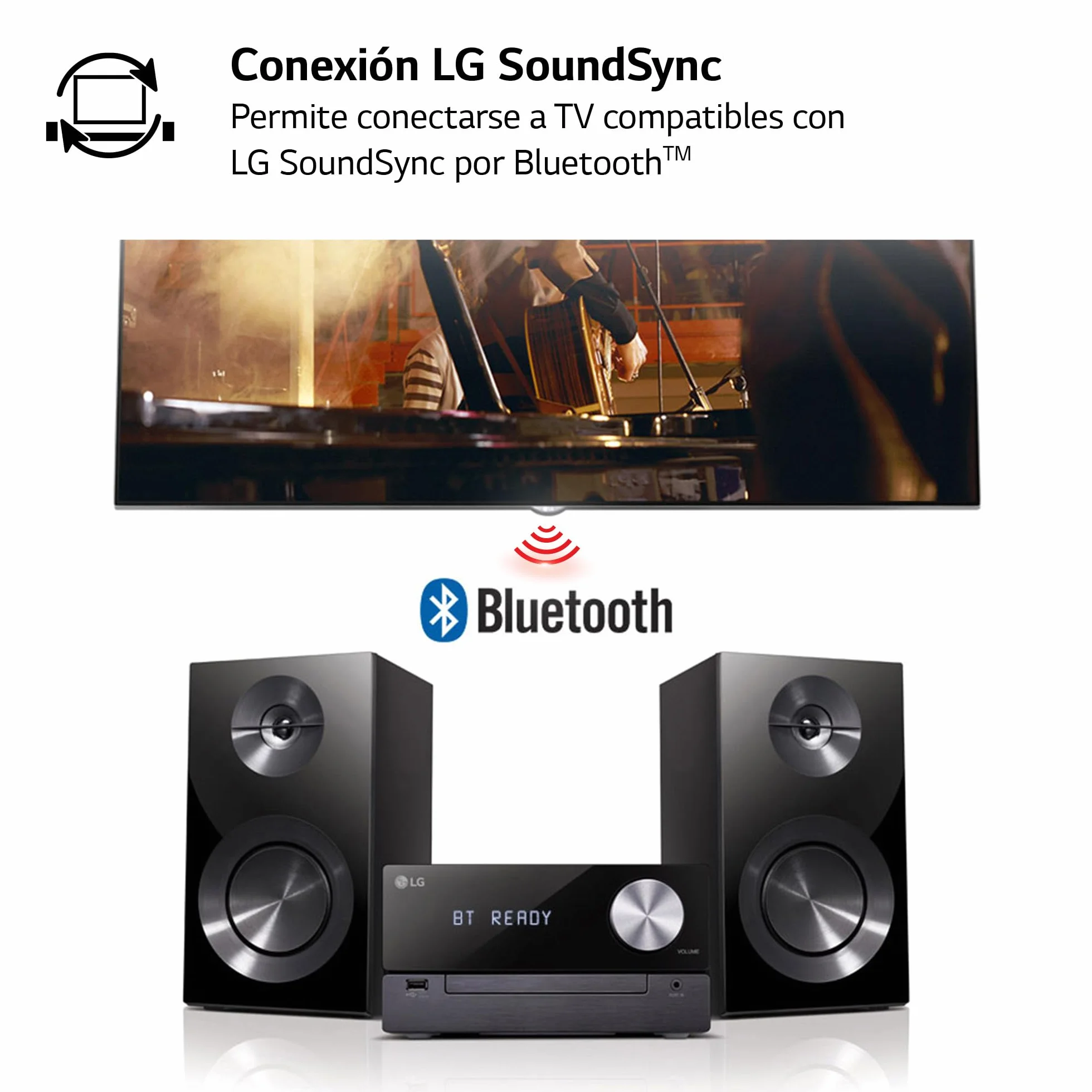 LG Impianto Stereo Casa Micro Hi Fi 2.0 Ch 100W Bluetooth USB CD MP3 DAB+ FM Equalizzatore Nero