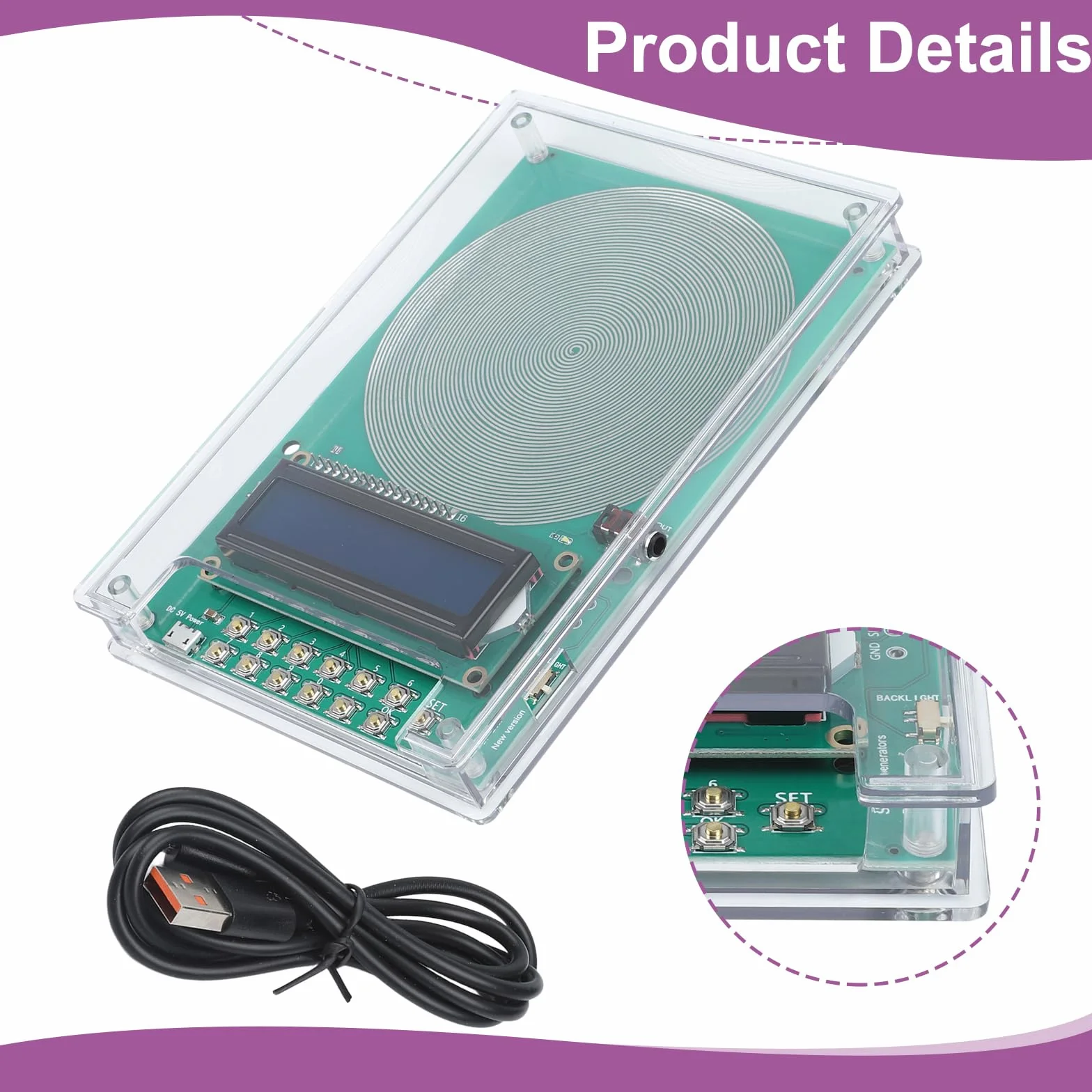 Generatore di frequenza V2 con frequenza regolabile da 0,1 Hz a 30 kHz con risonanza SchumannWave 7,83 Hz USB e opzioni di alimentazione CC per alleviare lo stress
