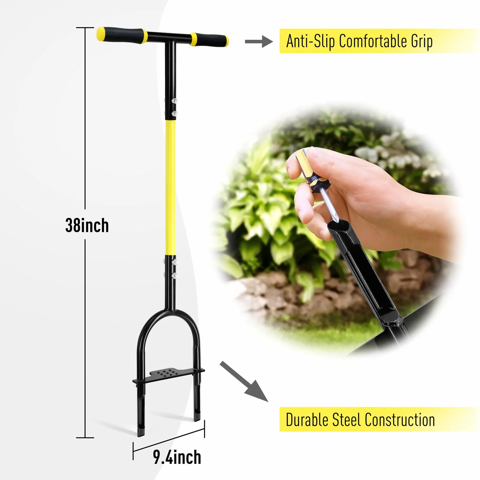 Jardineer Aeratore per prato, aeratore manuale per compattazione del terreno, aeratore per piccoli cortili, giardino, prato