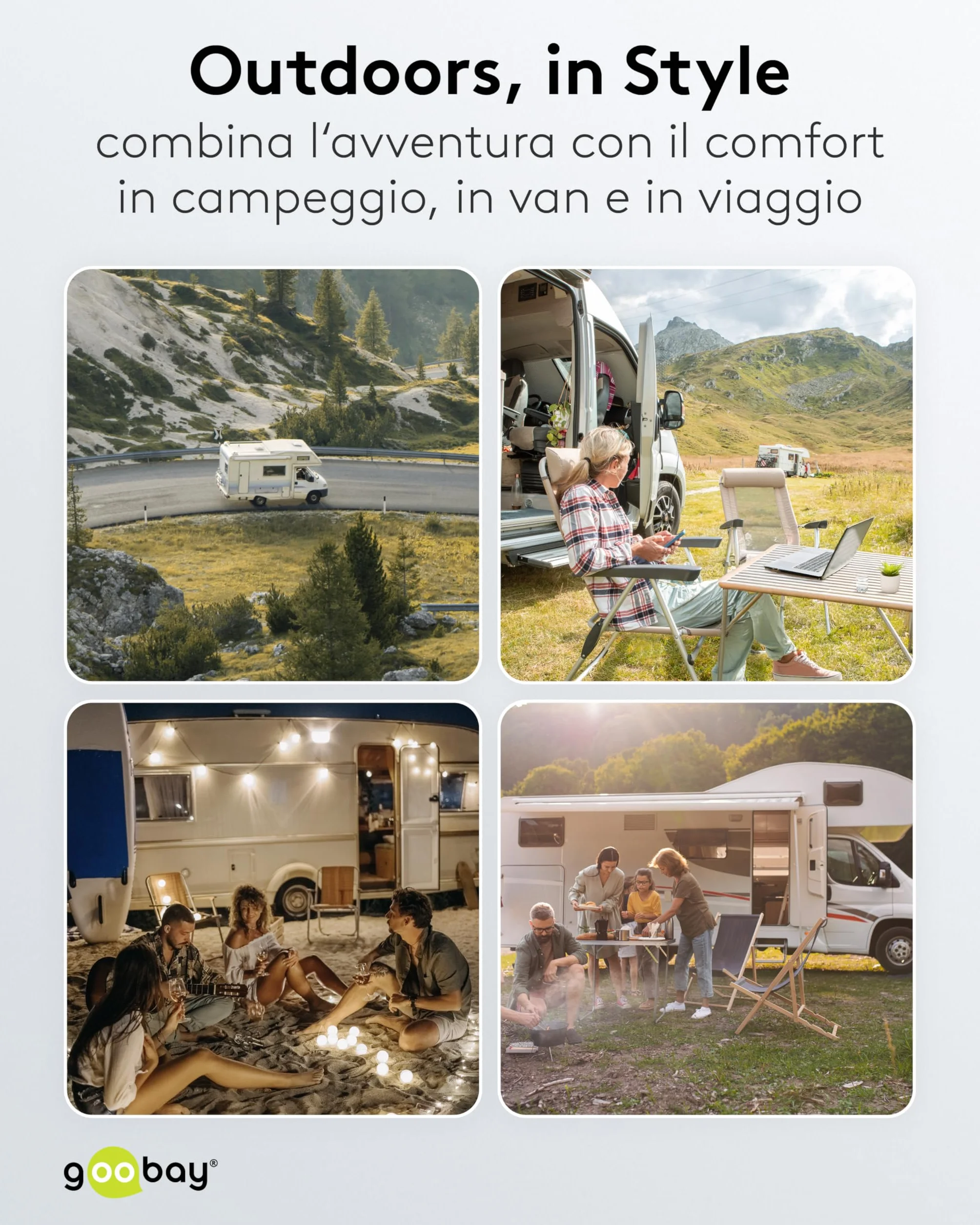 goobay Adattatore CEE per caravan, spina CEE a 2 prese CEE, portatile, con copertura protettiva, impermeabile IP44, 76236