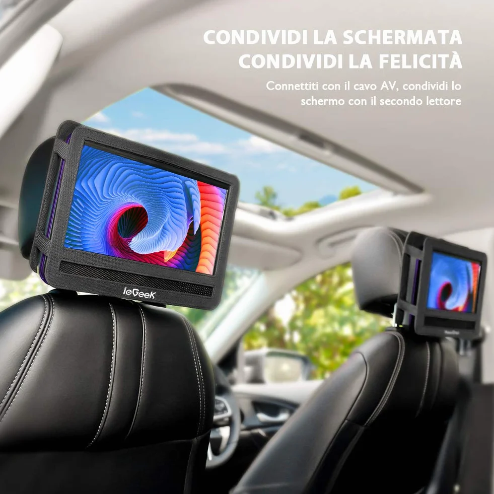 ieGeek 11.5" Lettore DVD portatile schermo girevole 360° batteria ricaricabile 5 ore Viola
