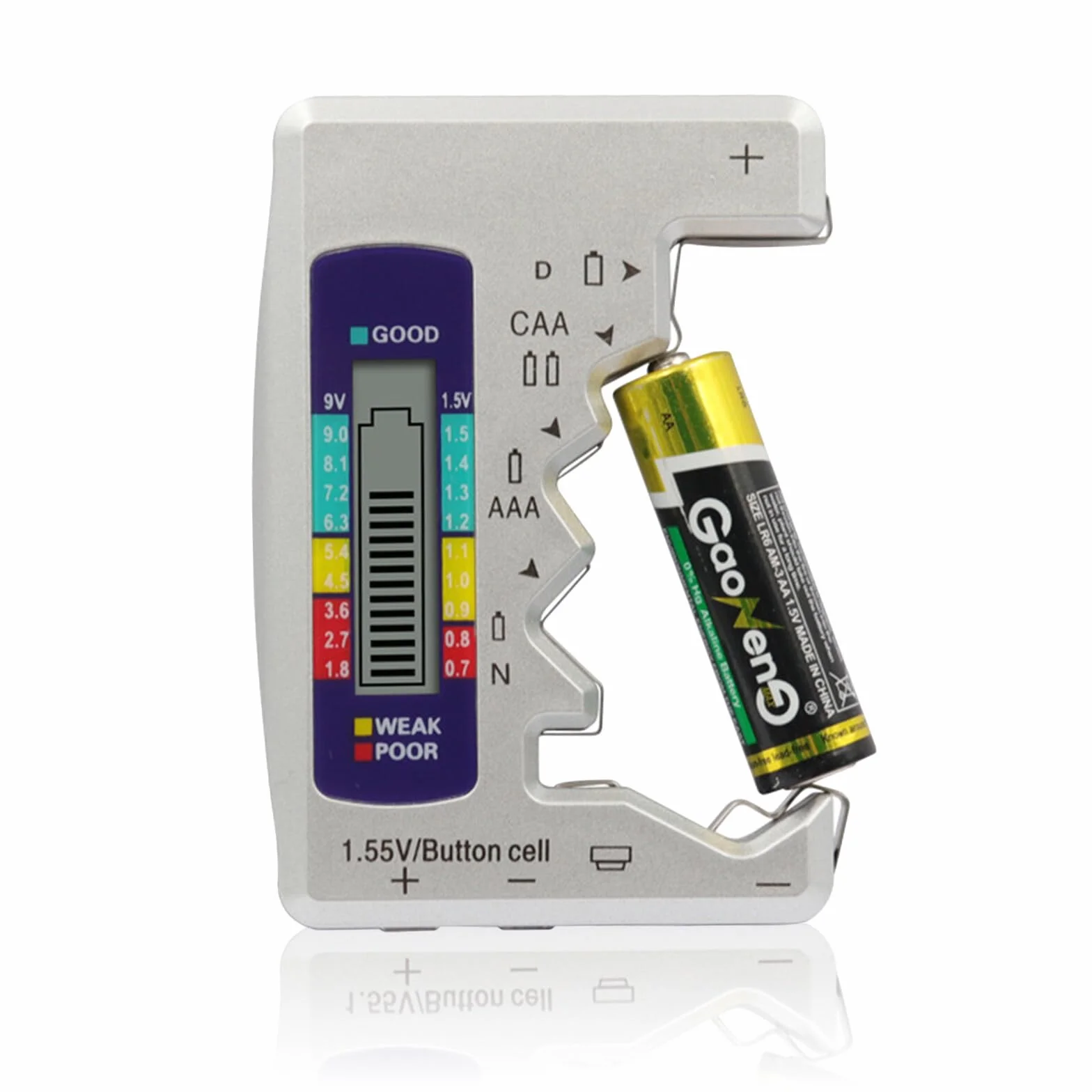Tester Batterie Digitale con Display LCD per 1,5V AA AAA C D N Bottone 9V 6F22