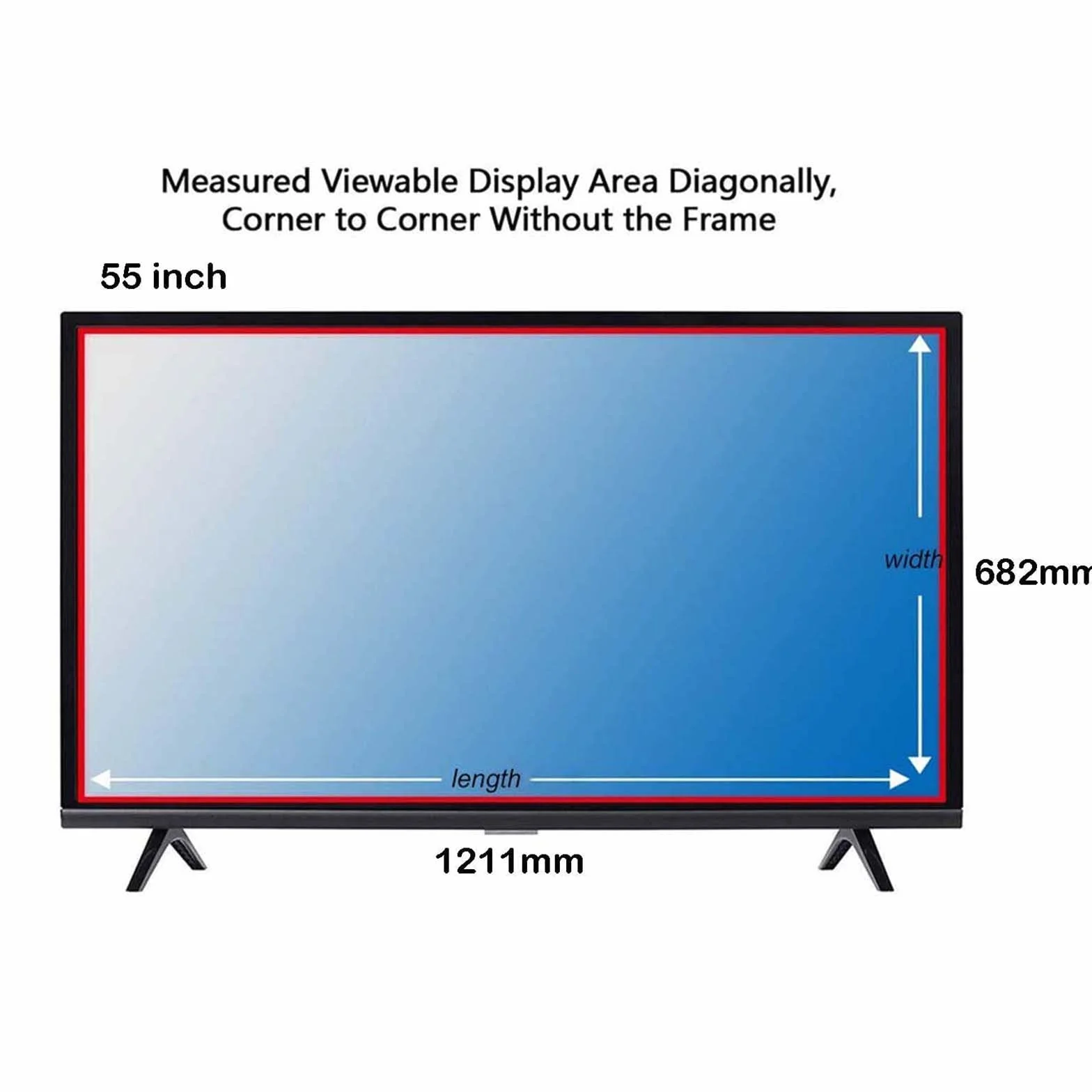 Pellicola Antiriflesso Opaca per TV HD 50-55 Pollici Anti Luce Blu AntiGraffio per LCD LED OLED QLED 4K HDTV 1211x682mm