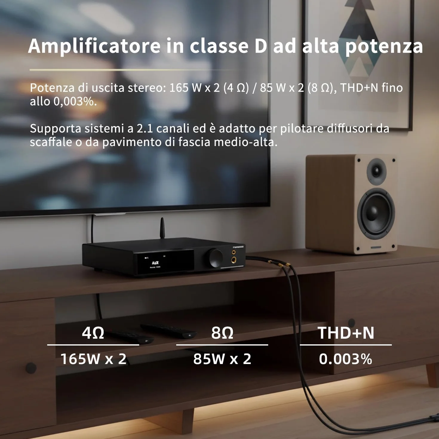 SMSL AO300 PRO Potenza Amplificatore DAC CS43131 165W MQA USB Coax Ottico RCA 2.1 Canali Cuffie 4.4mm 6.35mm Argento