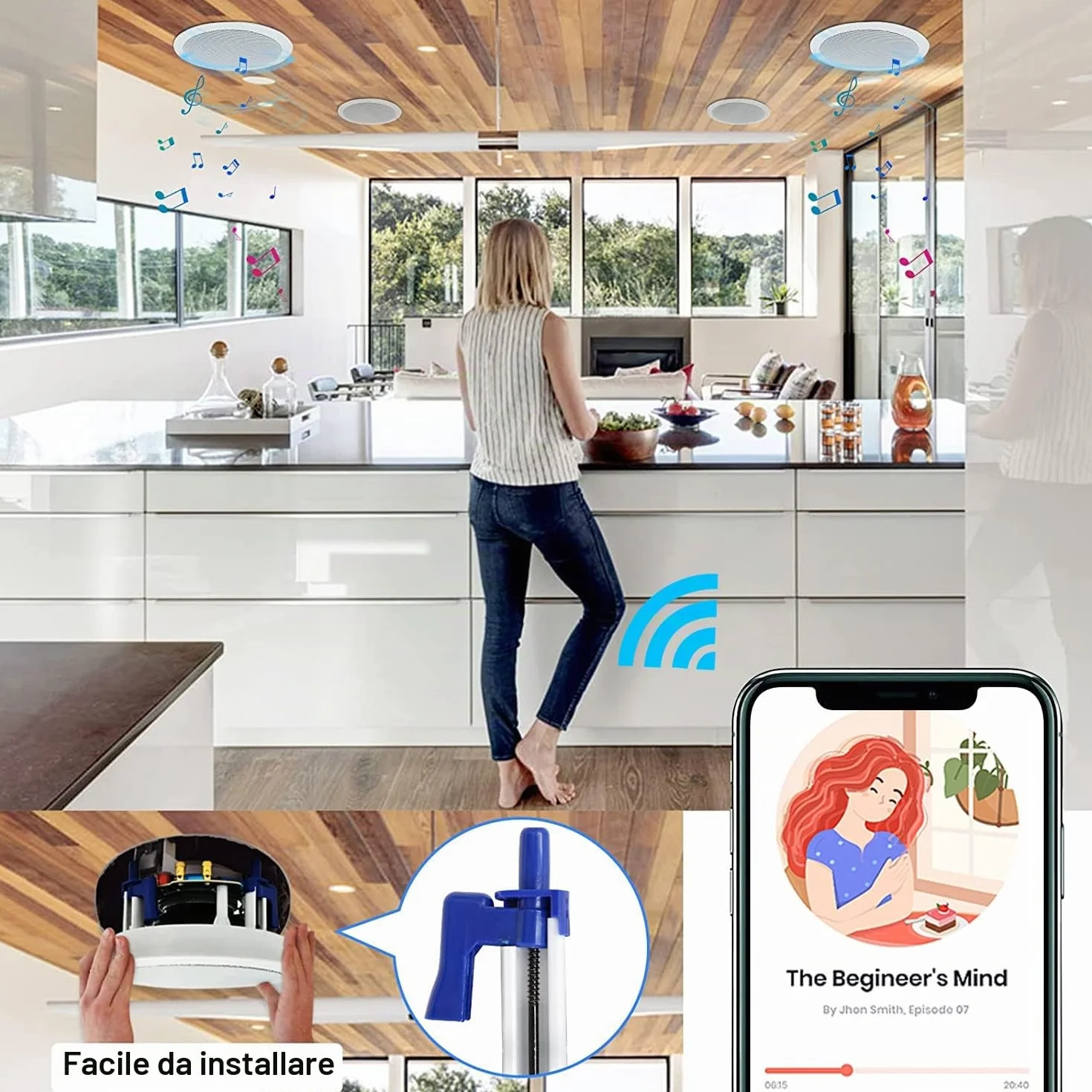 Herdio Altoparlanti da Soffitto Bluetooth 5,25 Pollici 600 Watt 4 Pezzi
