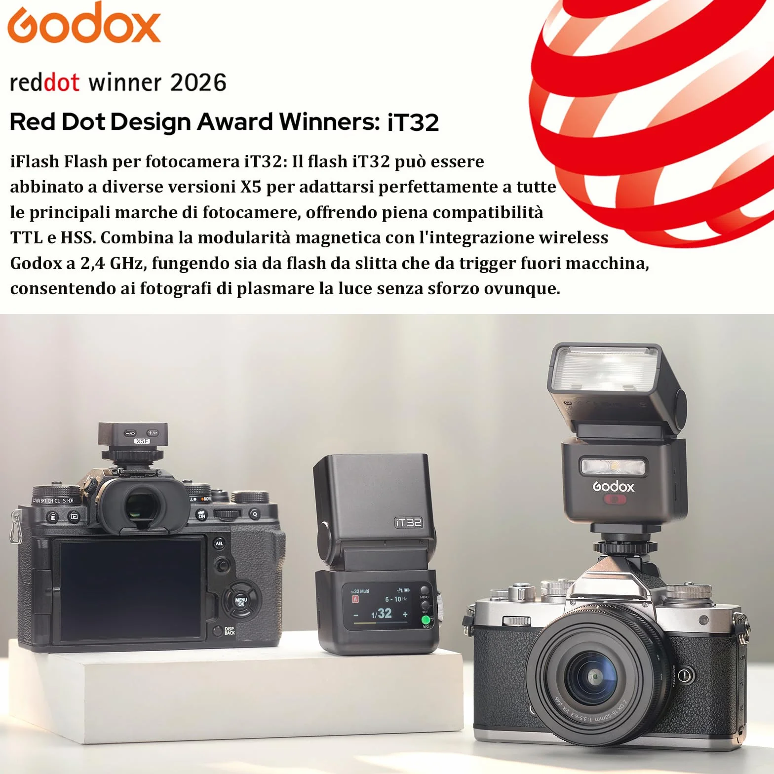 Godox iT32 TTL Flash X5-S Wireless Trigger 2.4GHz HSS 1/8000s for Sony Camera
