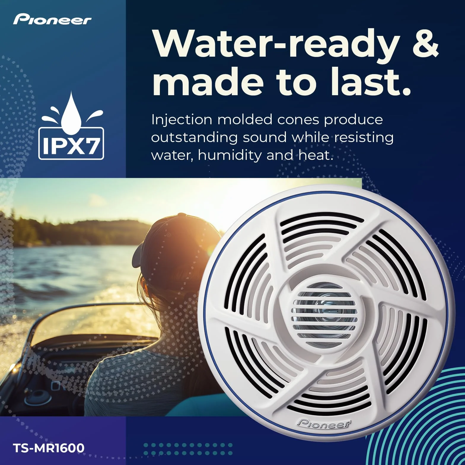 PIONEER TS-MR1600 Altoparlante marino a doppio cono 16 cm 100 W 25 W Griglia bianca