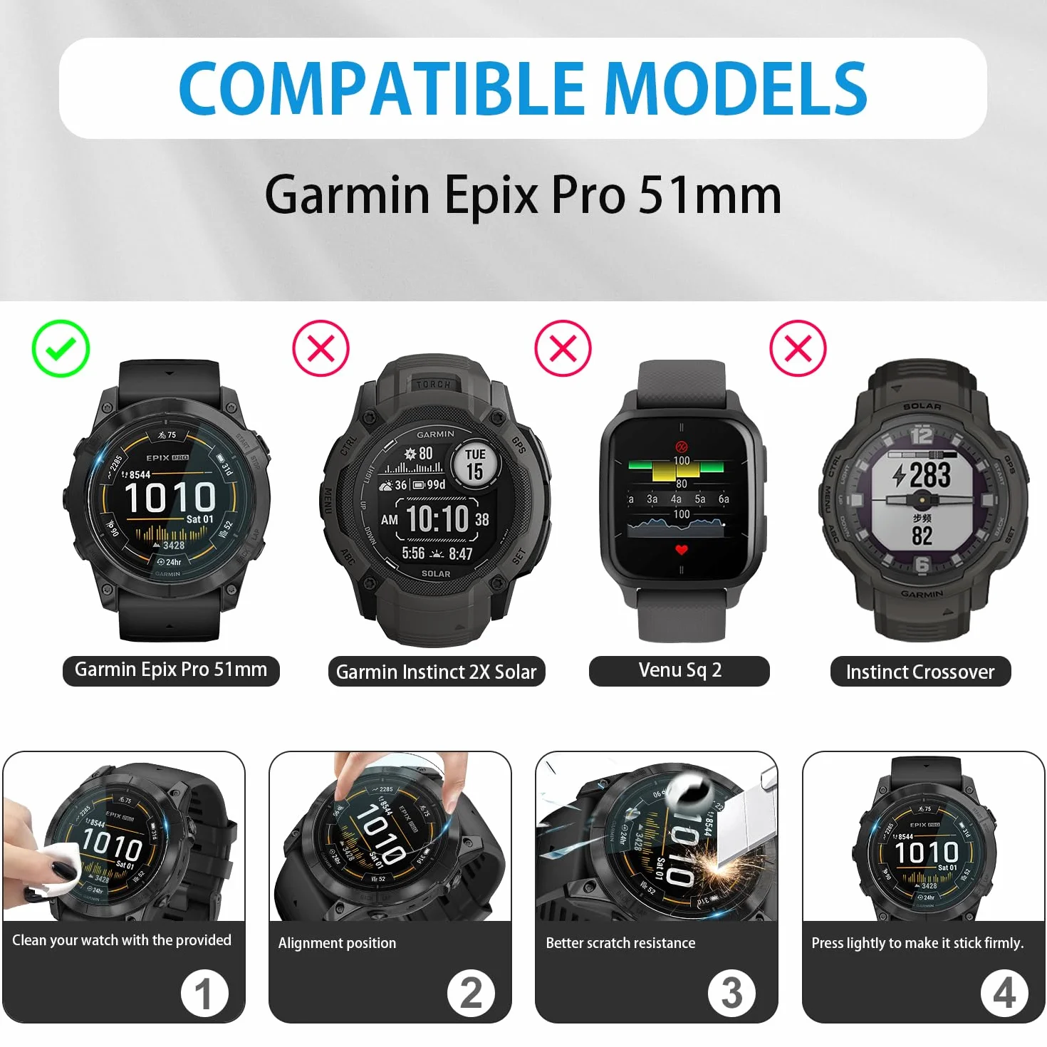Diruite Pellicola Protettiva Vetro Temperato per Garmin Epix Pro 51mm HD Antigraffio