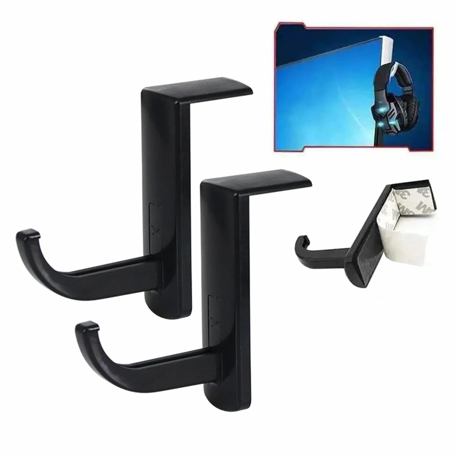 Supporto Cuffie da Parete Plastica Nero 4 Pezzi