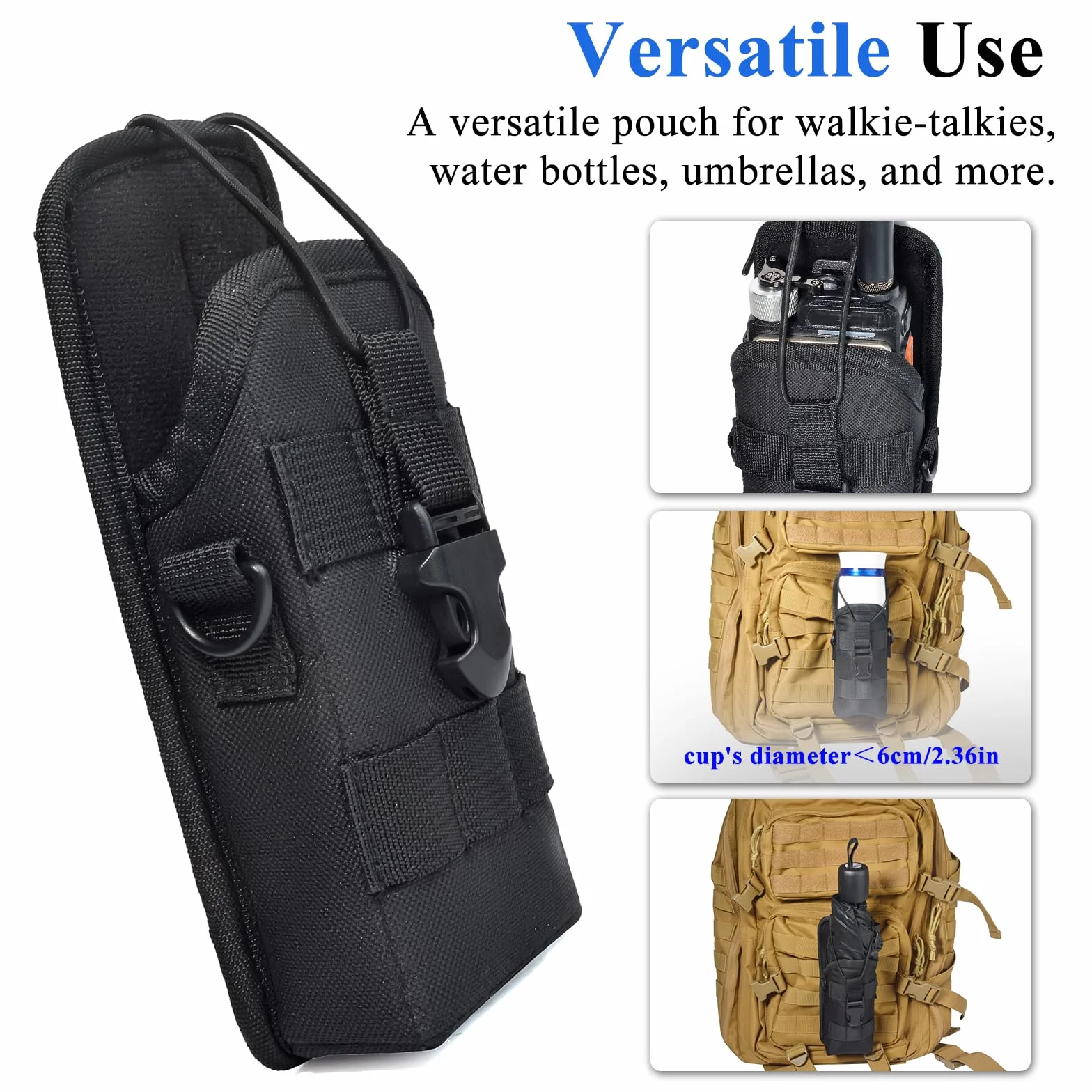 Custodia Tattica per Radio con Sistema MOLLE, Supporto Walkie Talkie in Nylon, Cintura Regolabile Compatibile Motorola Kenwood Baofeng Midland