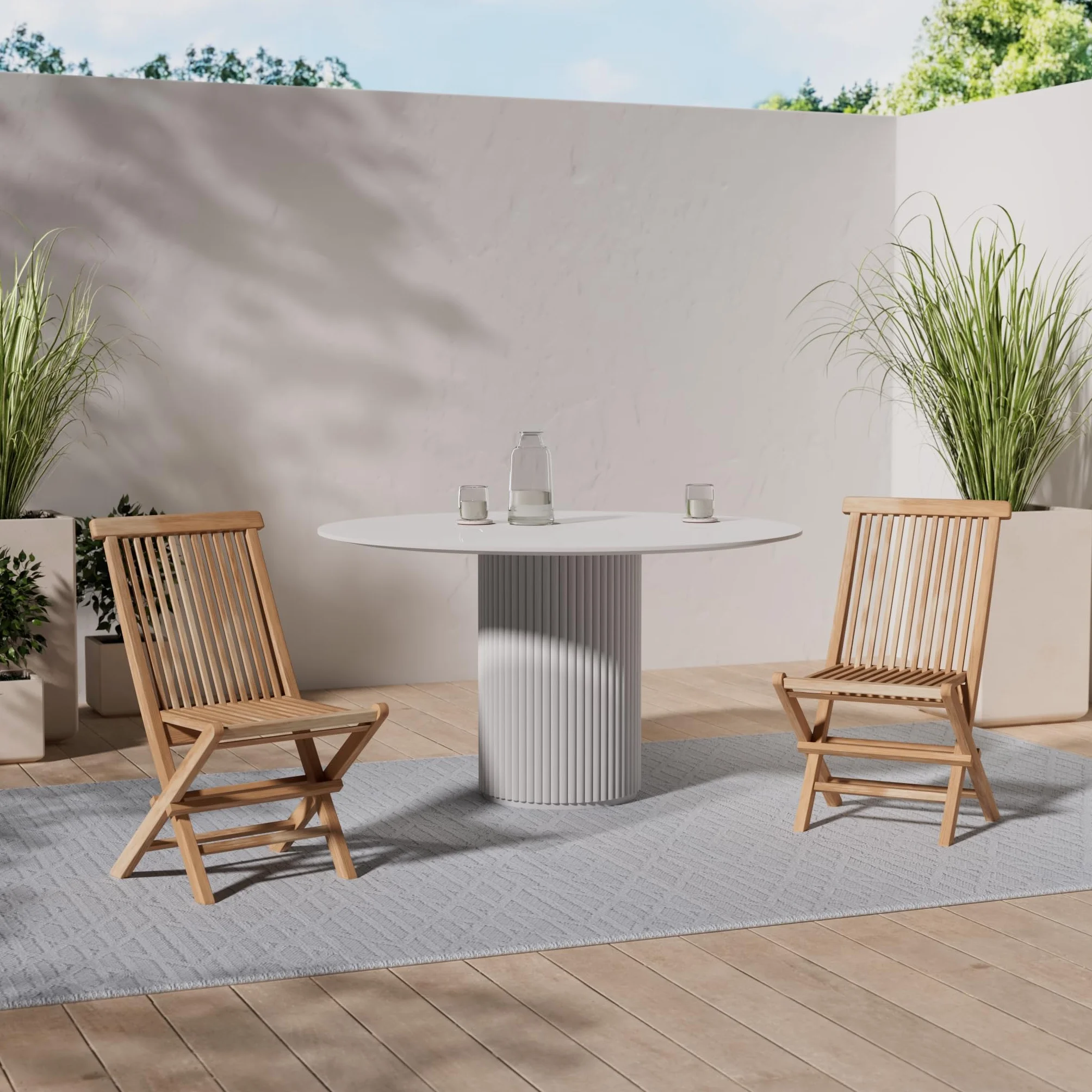 Spetebo Sedia pieghevole in teak naturale EXCLUSIV - 90 x 50 cm - sedia pieghevole da giardino in legno di teak non trattato - sedia da giardino in legno balcone terrazza pieghevole