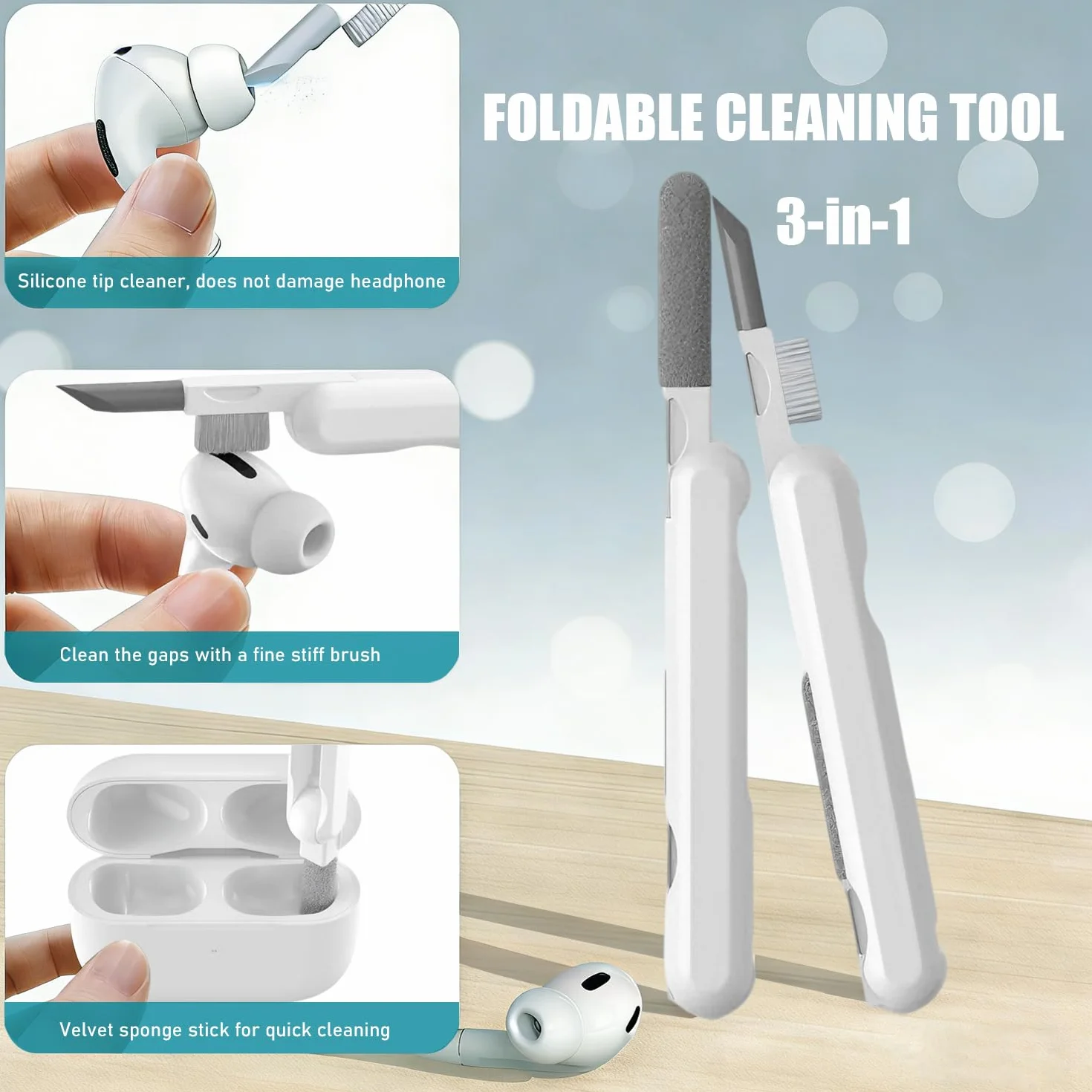 SIXFU Cuscinetti Gommini per AirPods Pro 1 2, 4 Misure XS/S/M/L con Scatola e Kit Pulizia
