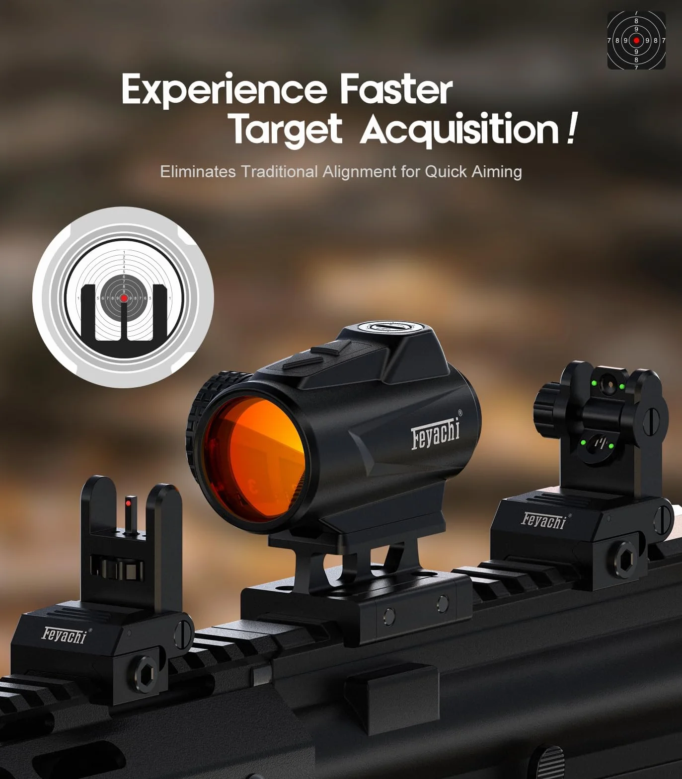 Feyachi V90 2 MOA Red Dot Scope Shake Awake Waterproof Riflescopes 25mm .75" Rser Mount