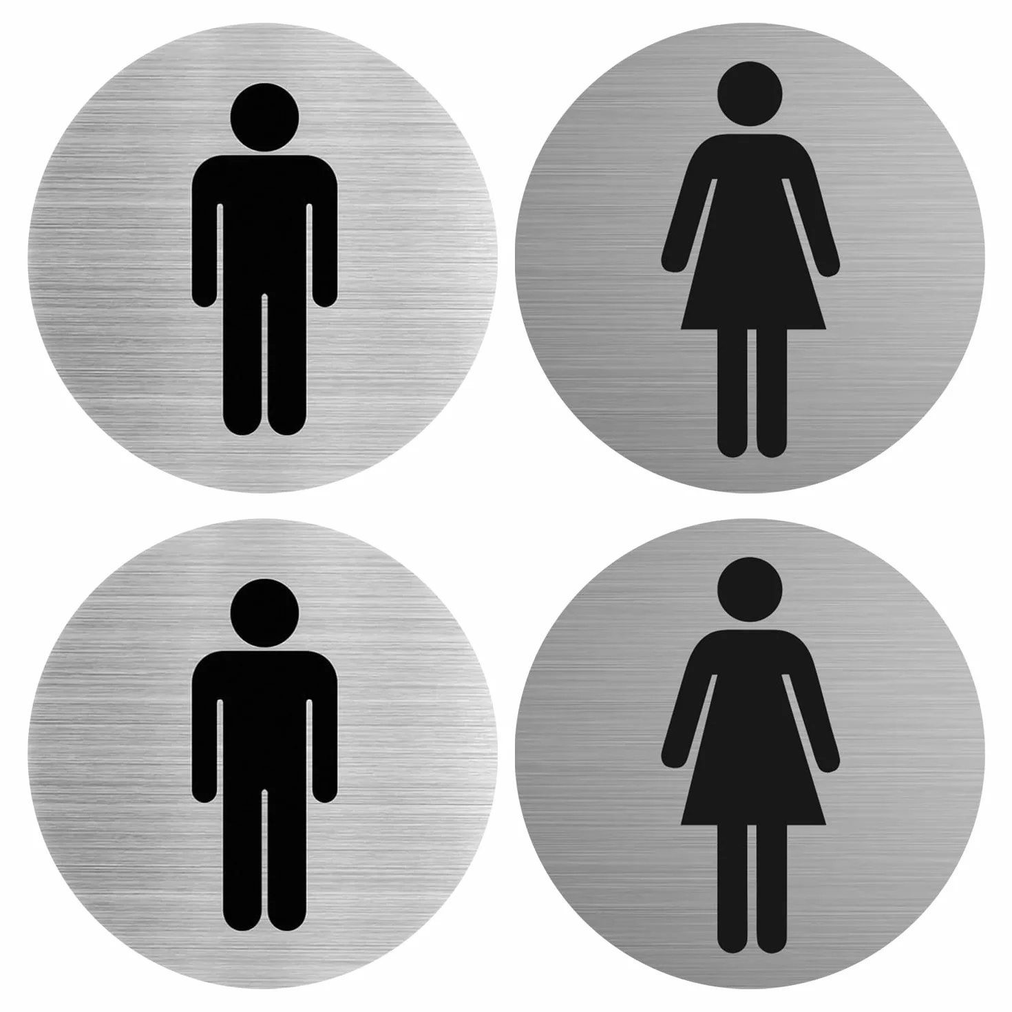 4 Pezzi Di Cartelloni Toilette, Cartelli Di Metallo, Forniture Per Servizi Igienici, Accessori Per Le Porte Del Gabinetto, Cartelli Autoadesivi.