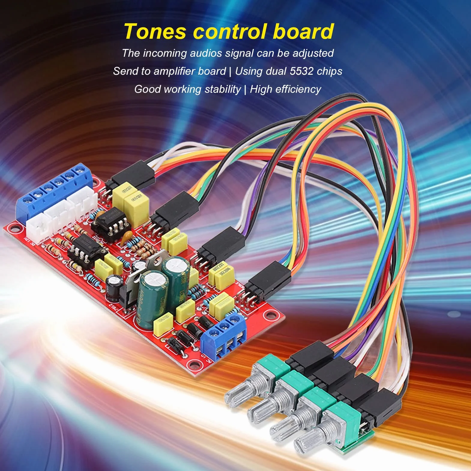 Preamplificatore Audio Stereo Hi-Fi con Controllo Volume, Treble e Bassi, Modulo PCB per Impianto con Equalizzazione Avanzata