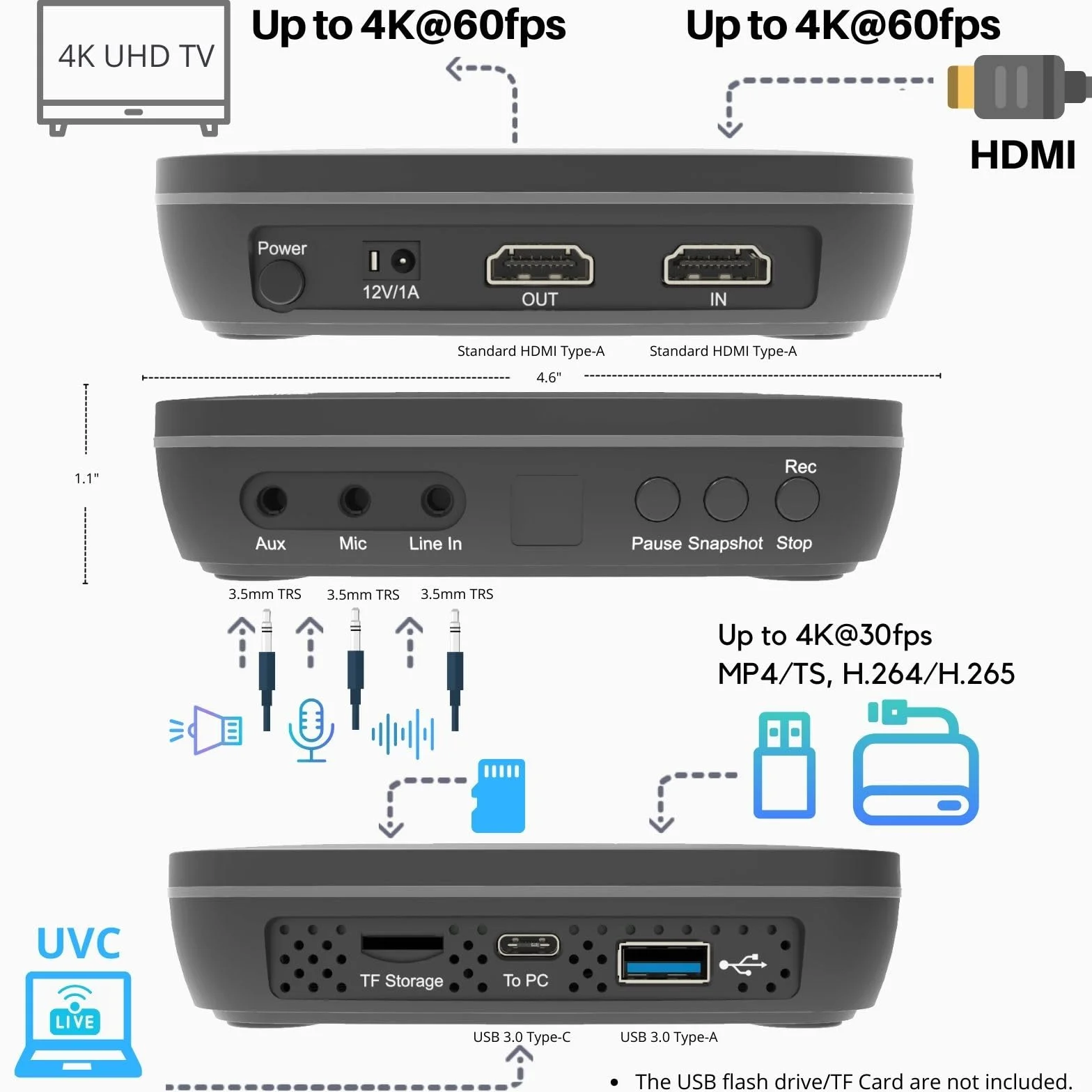 ClonerAlliance Videoregistratore UHD Pro Max 4K@24fps H.265/H.264 HDMI Capture DVR