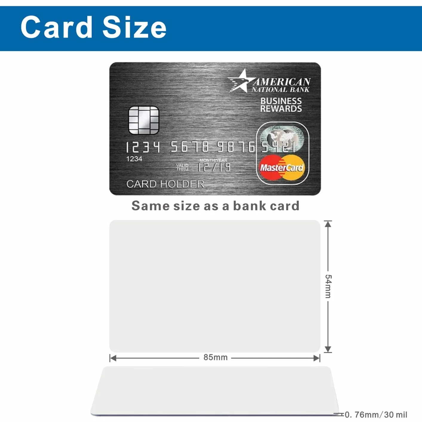Biglietti da visita in plastica PVC bianchi, 30 pezzi, compatibili con stampanti carte di credito