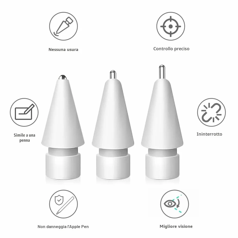 Punte Apple Pencil, Metallo Misto per Apple Pencil Pro/2a Gen/1/USB-C (6 Pezzi)