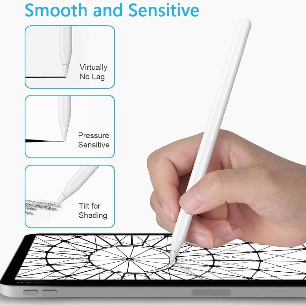 Apple Pencil Tips 4 Pezzi Punte Ricambio Alta Sensibilità Compatibile 1a 2a Generazione Bianco