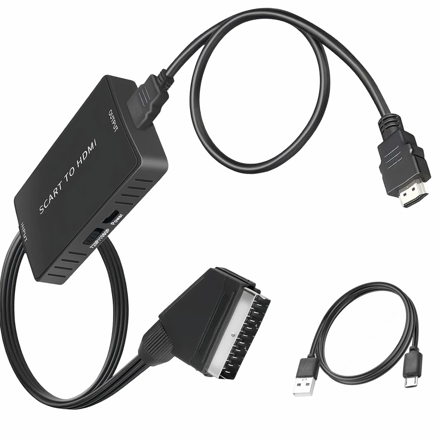 Adattatore Scart a HDMI con Cavi HDMI, Full HD 1080P Switch Video Audio Converter per HDTV