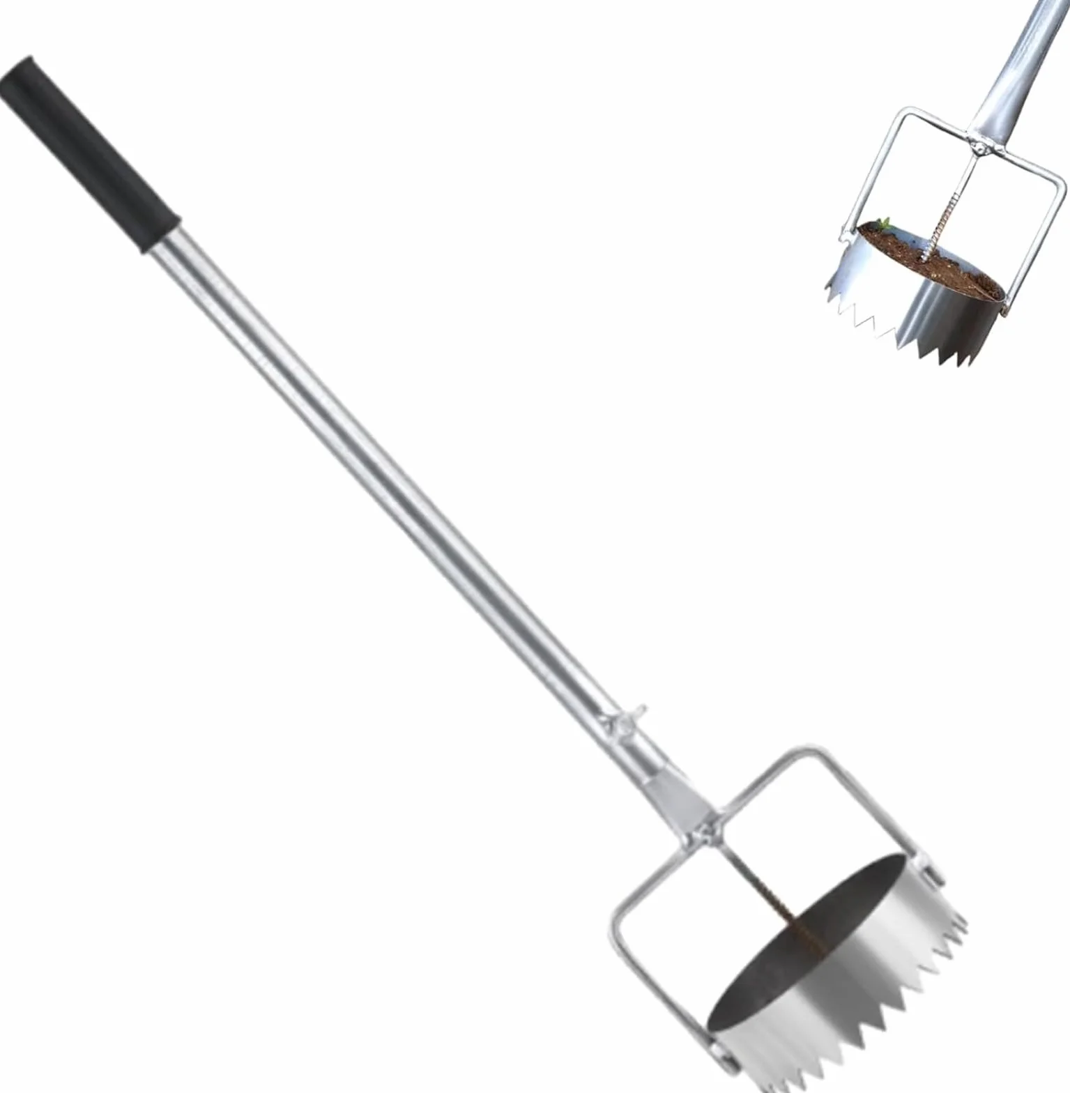Foratrice per bulbi e pacciamatura, in Acciaio Inox, Regolabile, Strumento per la rimozione delle zolle, per piantare Serre, Cura del Prato e lavori in Giardino