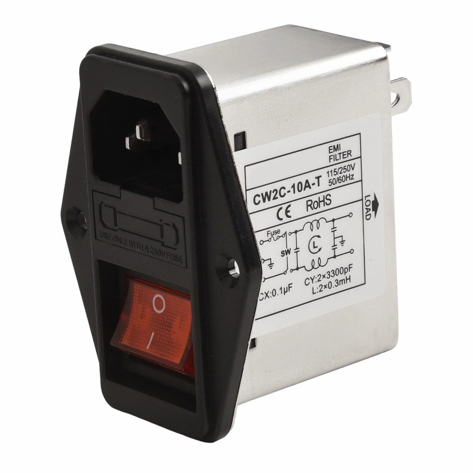 Filtro di rete EMI CW2C-10A-T presa IEC 3A/6A/10A alloggiamento metallo interruttore sicurezza illuminazione industriale
