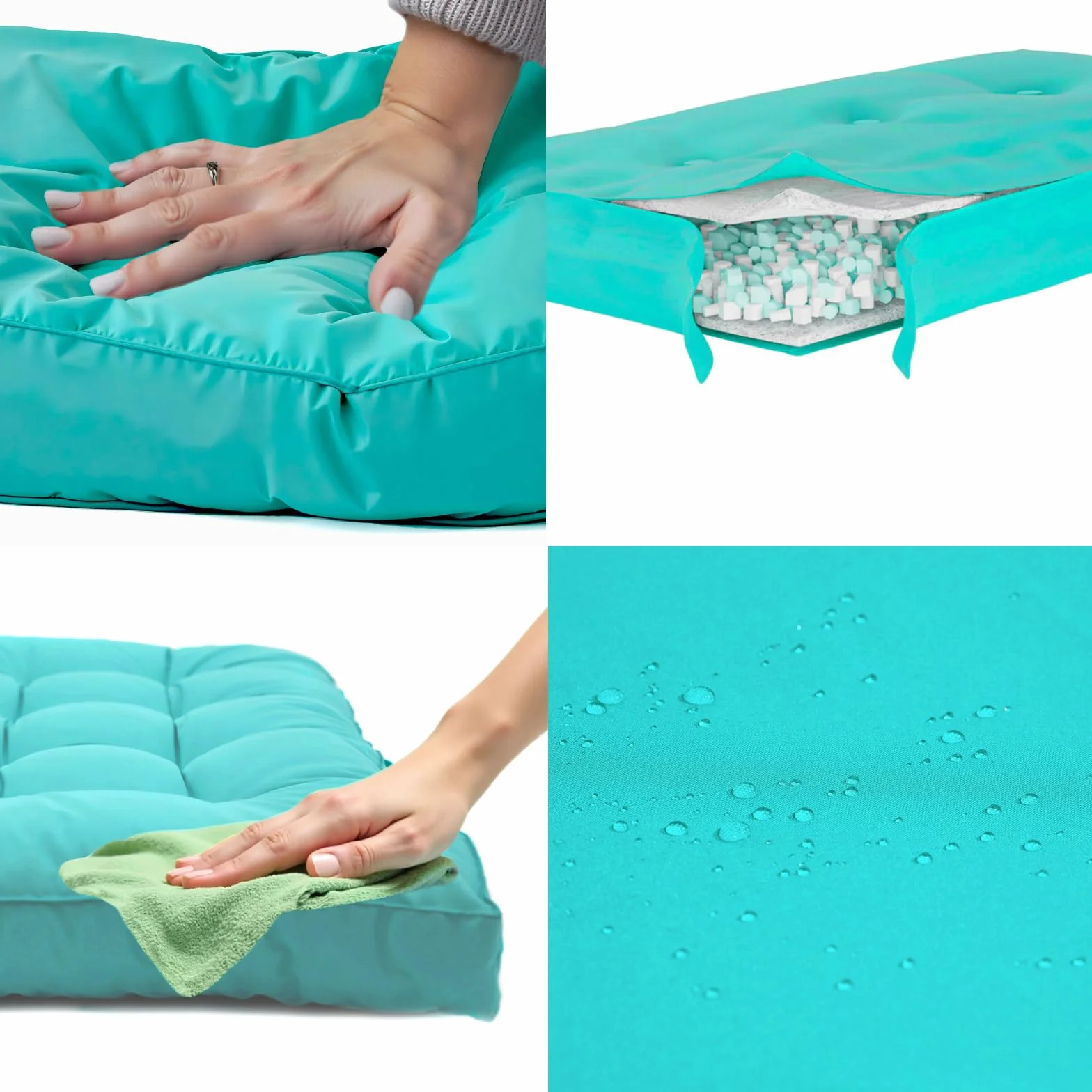 Cuscini per Salotto da Giardino 100x50 cm Impermeabile Trapuntato Blu Caraibico