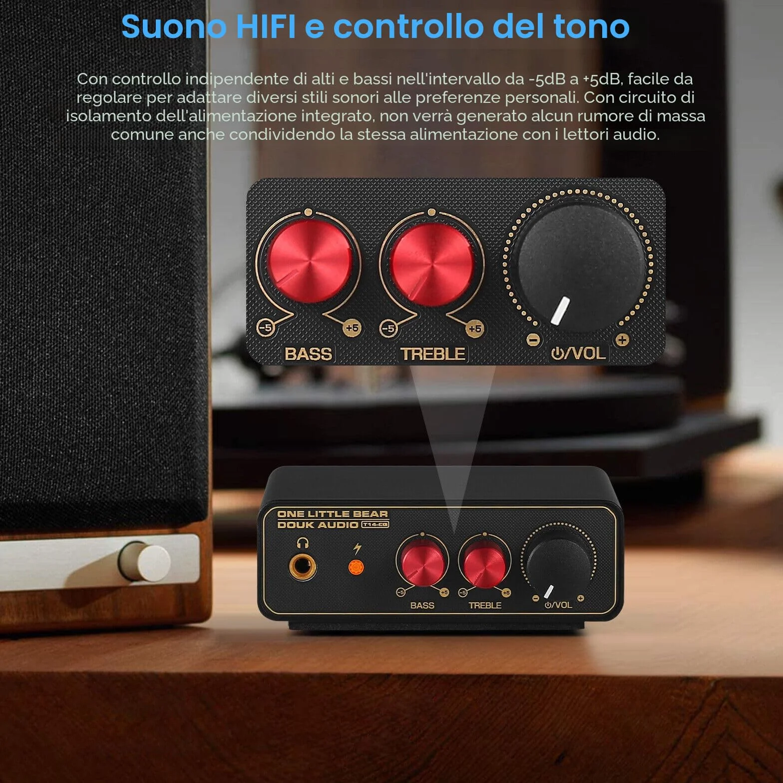 HiFi MM/MC RIAA Phono Preamp Giradischi Preamplificatore LP Vinyl Turntable (T14-EQ)