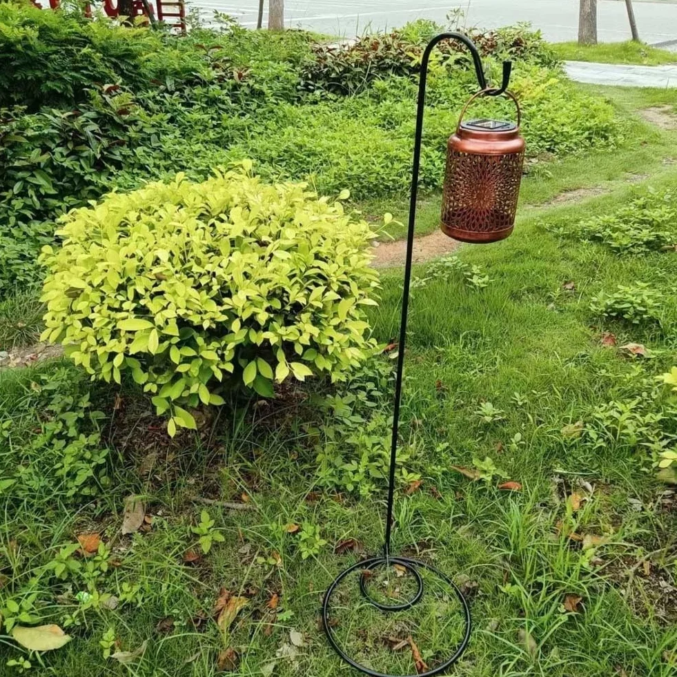 Gancio da pastore in ferro antiruggine per piante da giardino nero