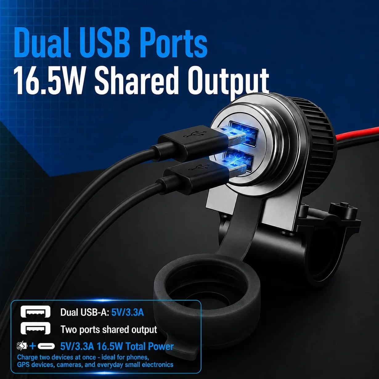 Cliff Top 3.3 Caricabatterie USB per Manubrio Moto GPS Navigatore Smartphone