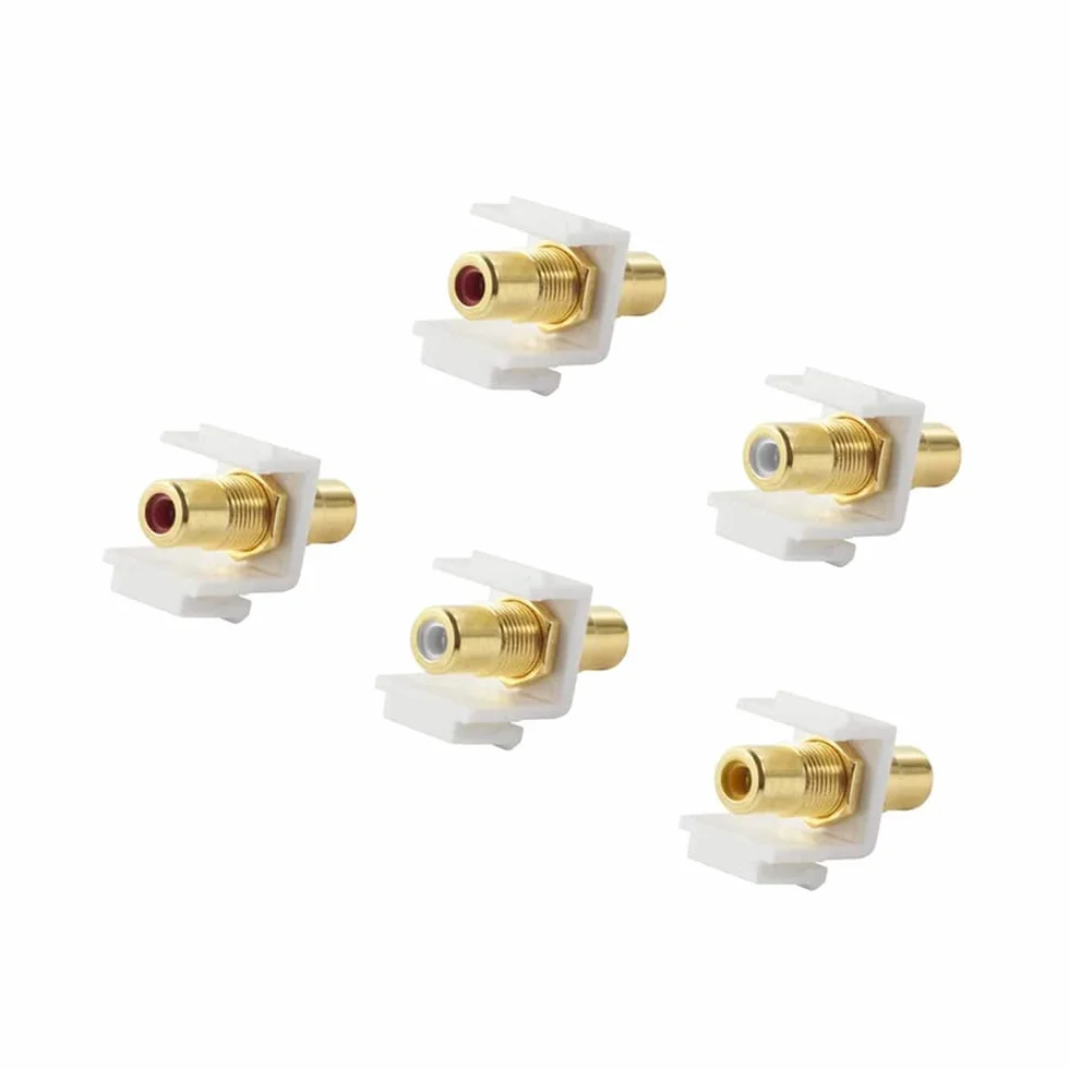 Placcato oro RCA Keystone Jack Insert Connector Femmina Snap in Adapter for Wall Plate