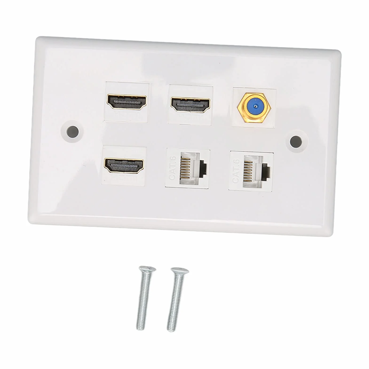 Goshyda Piastra da Parete HDMI Coassiale Ethernet, 6 Porte 4K HDMI RJ45 TV F Head Decorativa