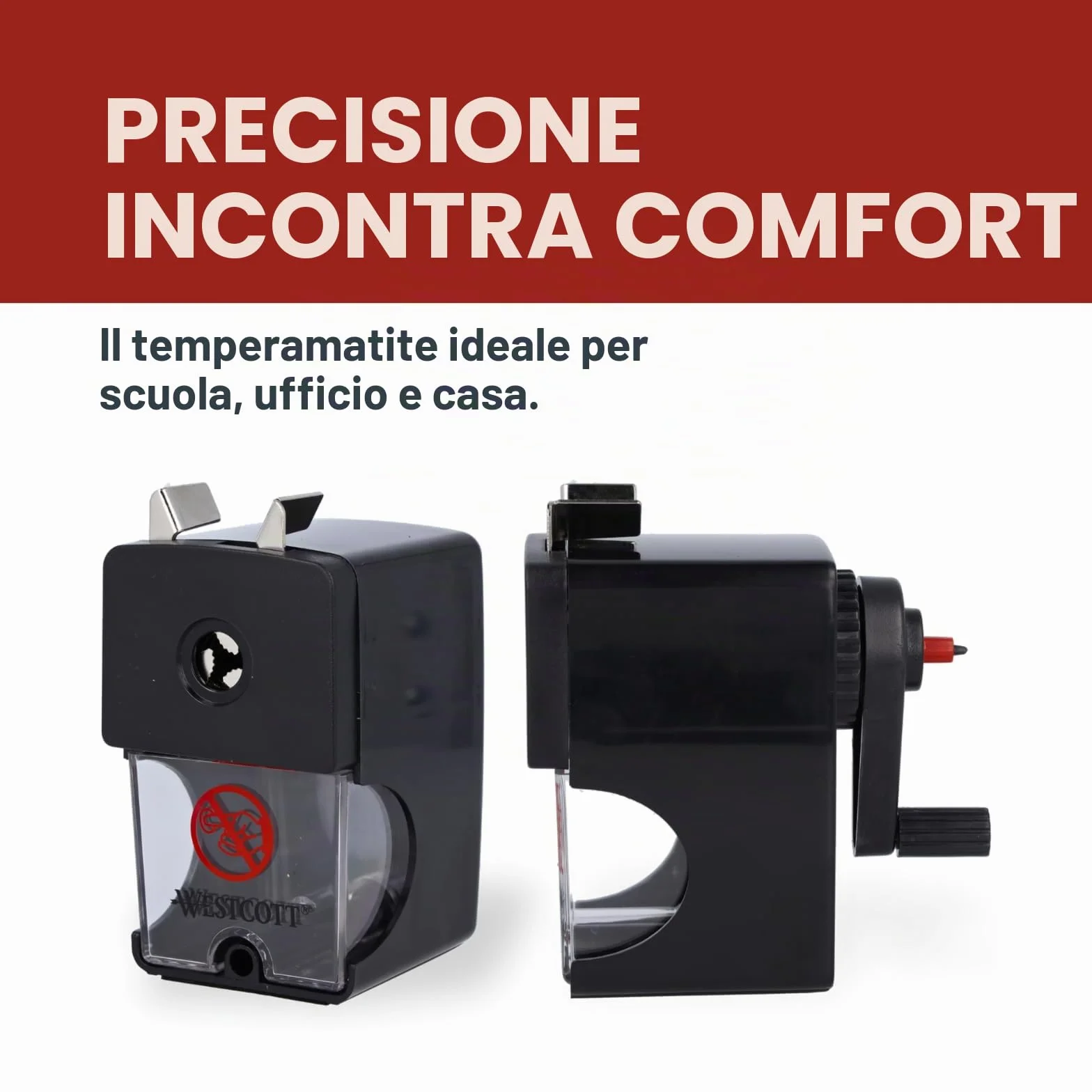 Westcott E-14216 00 Temperino per matite 7-12 mm manuale nero