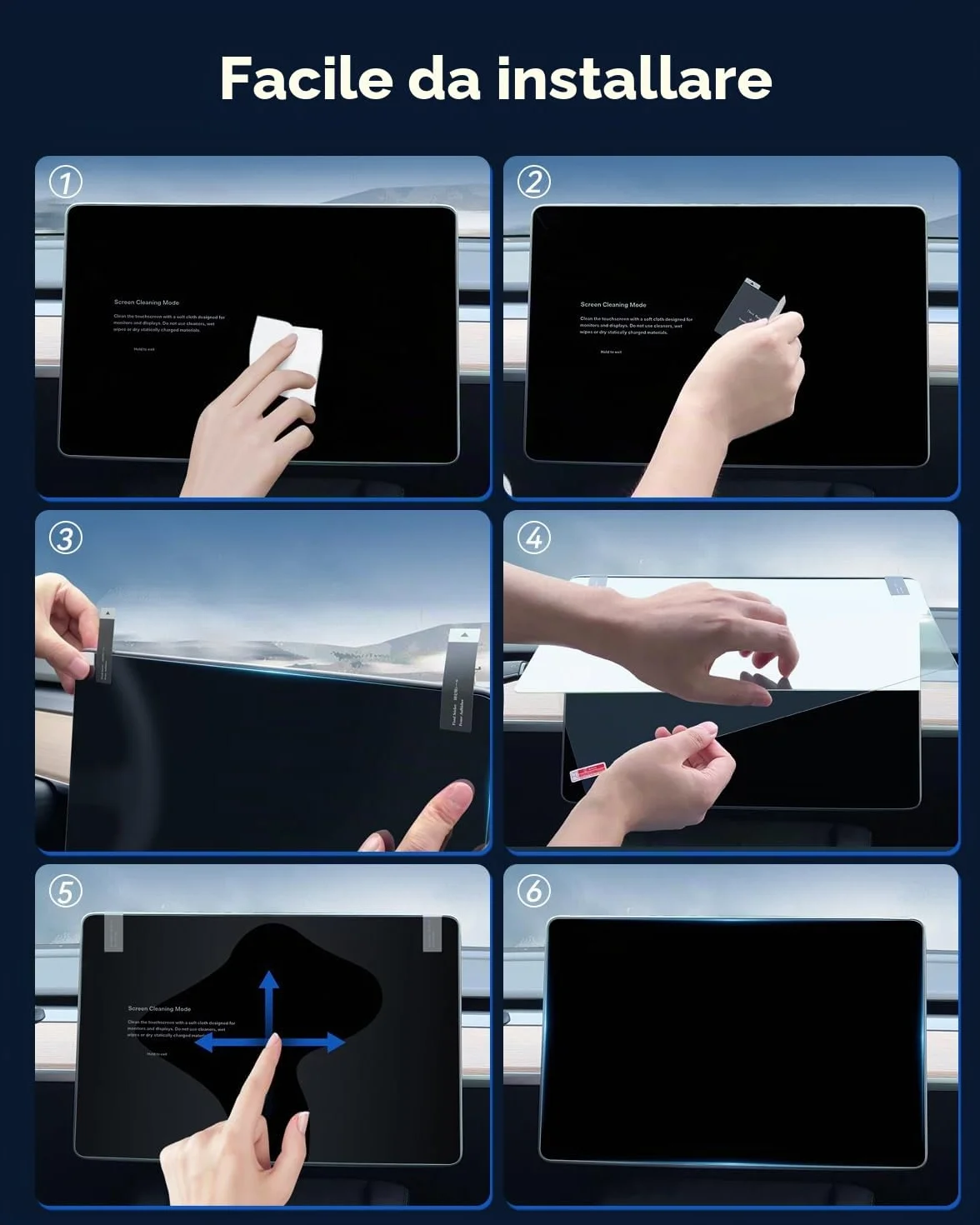 Pellicola Protettiva Vetro Temperato 9H per Tesla Model 3 2024-2026 Model Y 2025 15,4" 8" Display Posteriore Antiriflesso Anti-Impronte