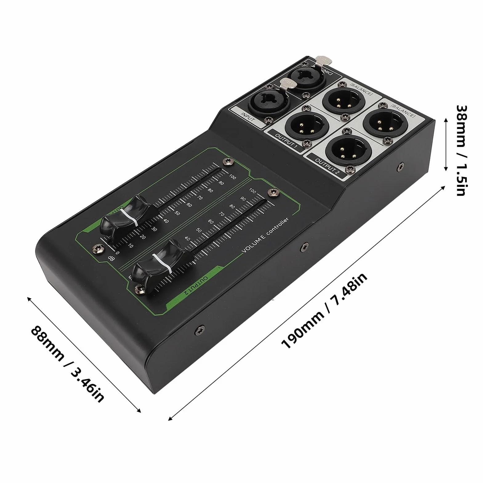 Ejoyous Regolatore di Volume per Casse Passive, 1 in 2 Out Controller Passivo da Studio, Monitor Stereo