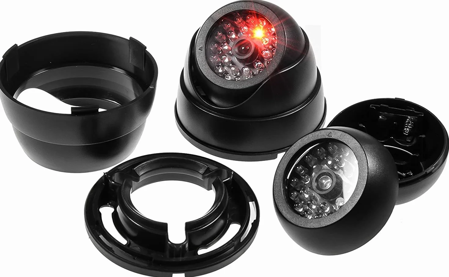 Telecamera di Sicurezza Finta CCTV con Luce Lampeggiante LED a Infrarossi Nero 2x