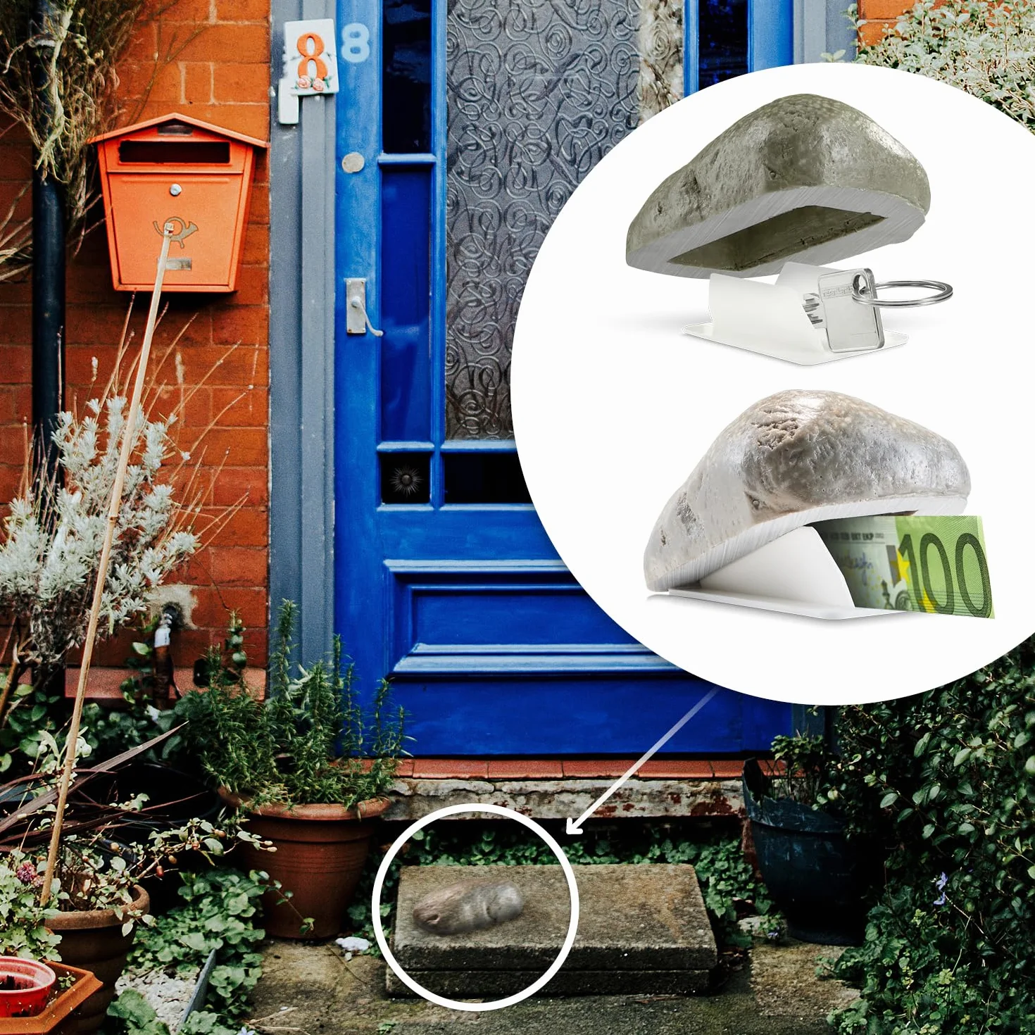 COM-FOUR® Finta Pietra Chiave Pebblestone con Scomparto Segreto per Geocaching - Nascondiglio Chiave in Aspetto Pietra