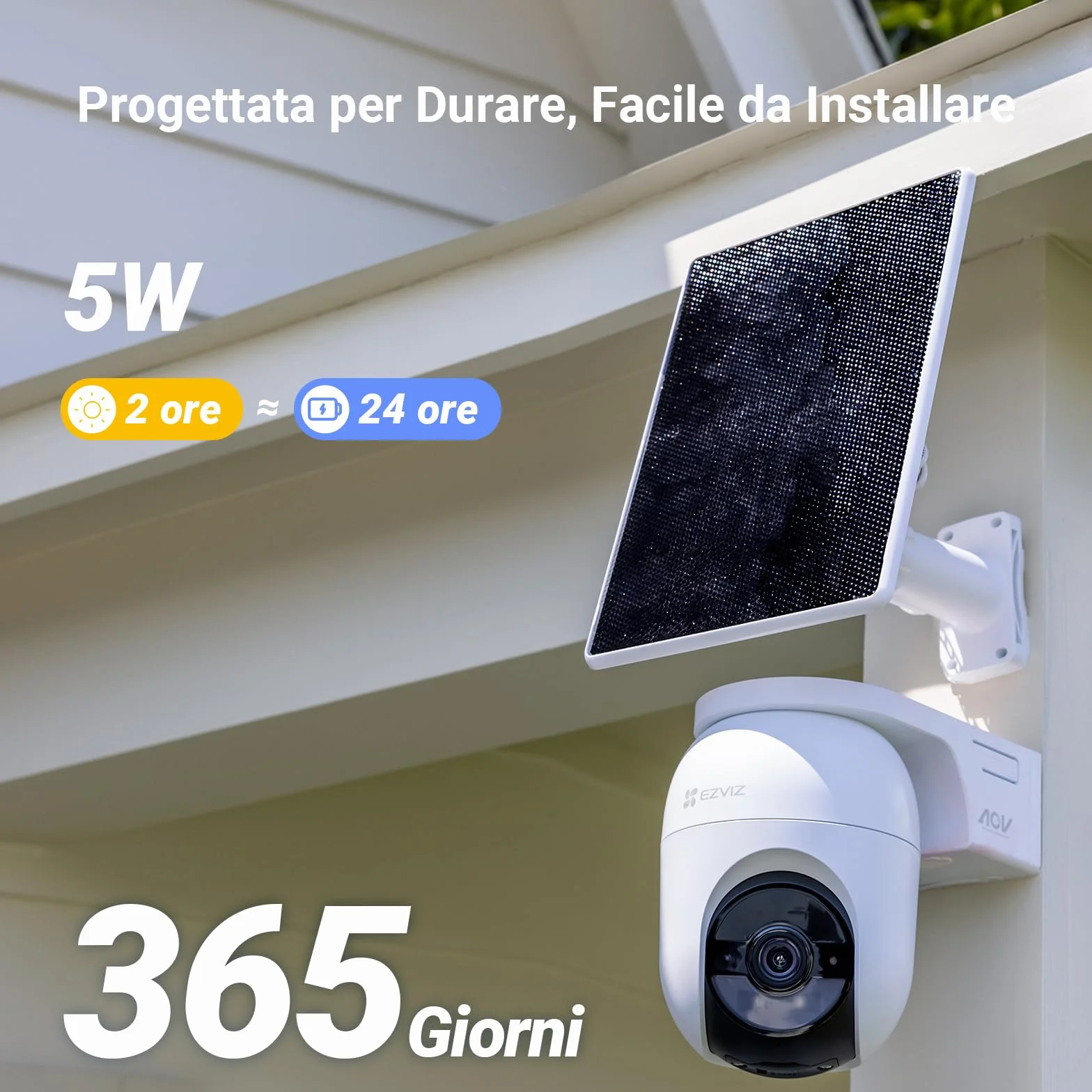 EZVIZ CB8 Lite 2K+ Telecamera WiFi Esterno Pannello Solare PTZ 360° AOV Rilevamento Persone Veicoli Audio Bidirezionale Visione Notturna Colori Difesa Attiva