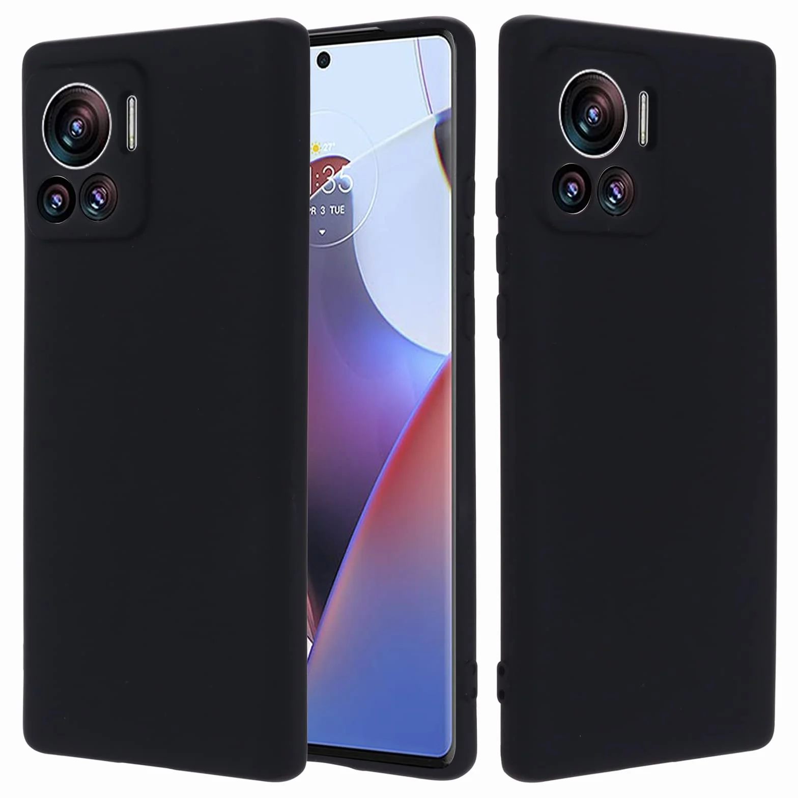 Motorola Edge 30 Ultra etui silikonowe z mikrofibrą, obudowa ochronna (Czarny)
