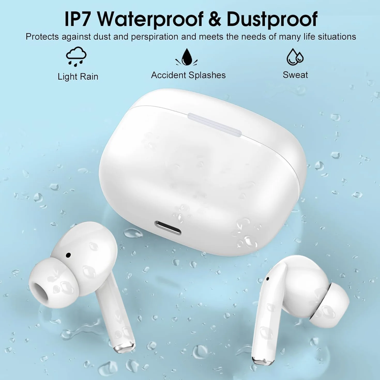 Auricolari Bluetooth 5.3 In Ear 48 Ore Stereo HiFi 4 ENC HD Cancellazione Rumore Mic IP7 Impermeabili per Galaxy iOS Android