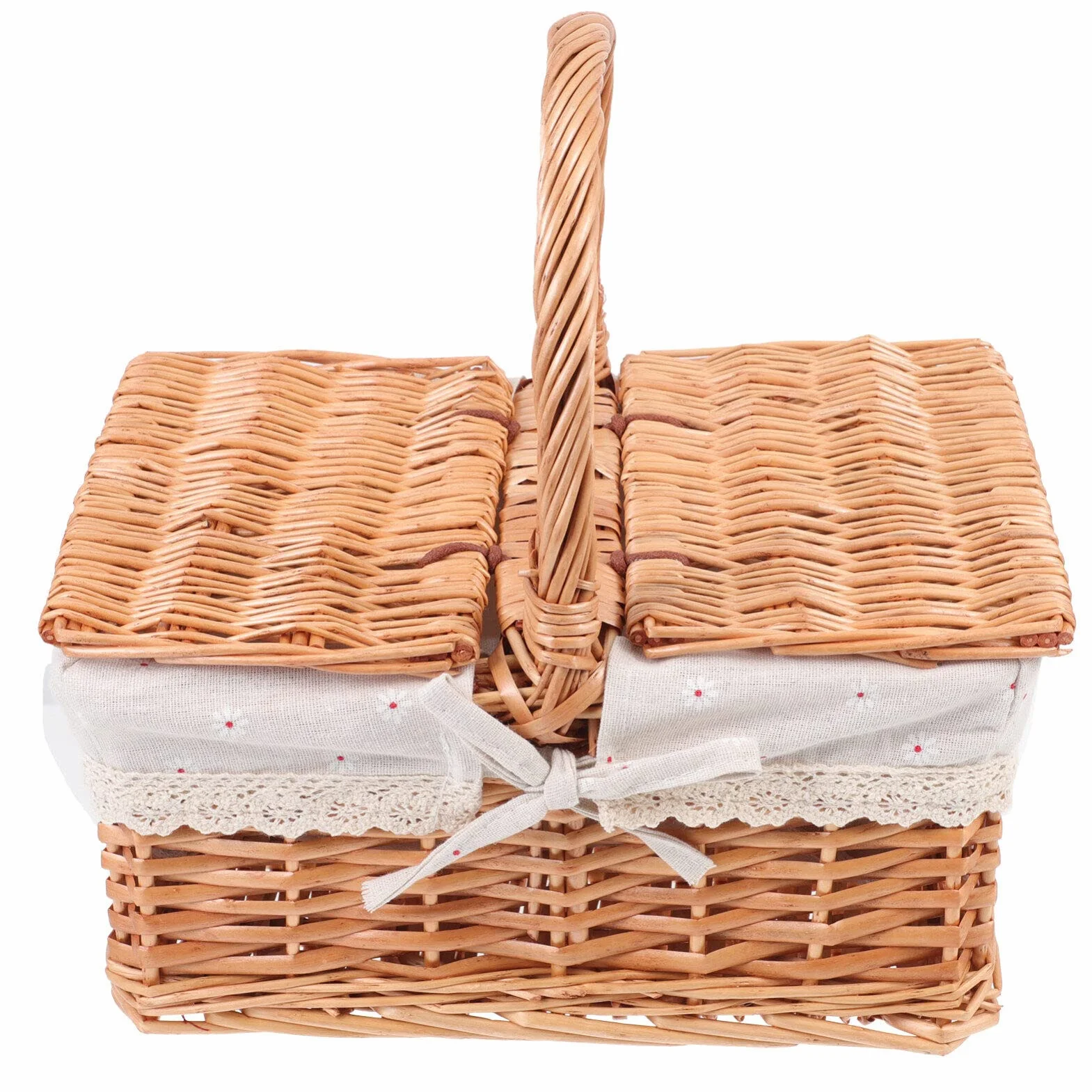 BESPORTBLE Cestino in Vimini con Coperchio E Manico 12.20X8.07X12.60In Cesto di Stoccaggio Portatile per Picnic Decorazioni Matrimoni Organizzatore Casa E Giardino
