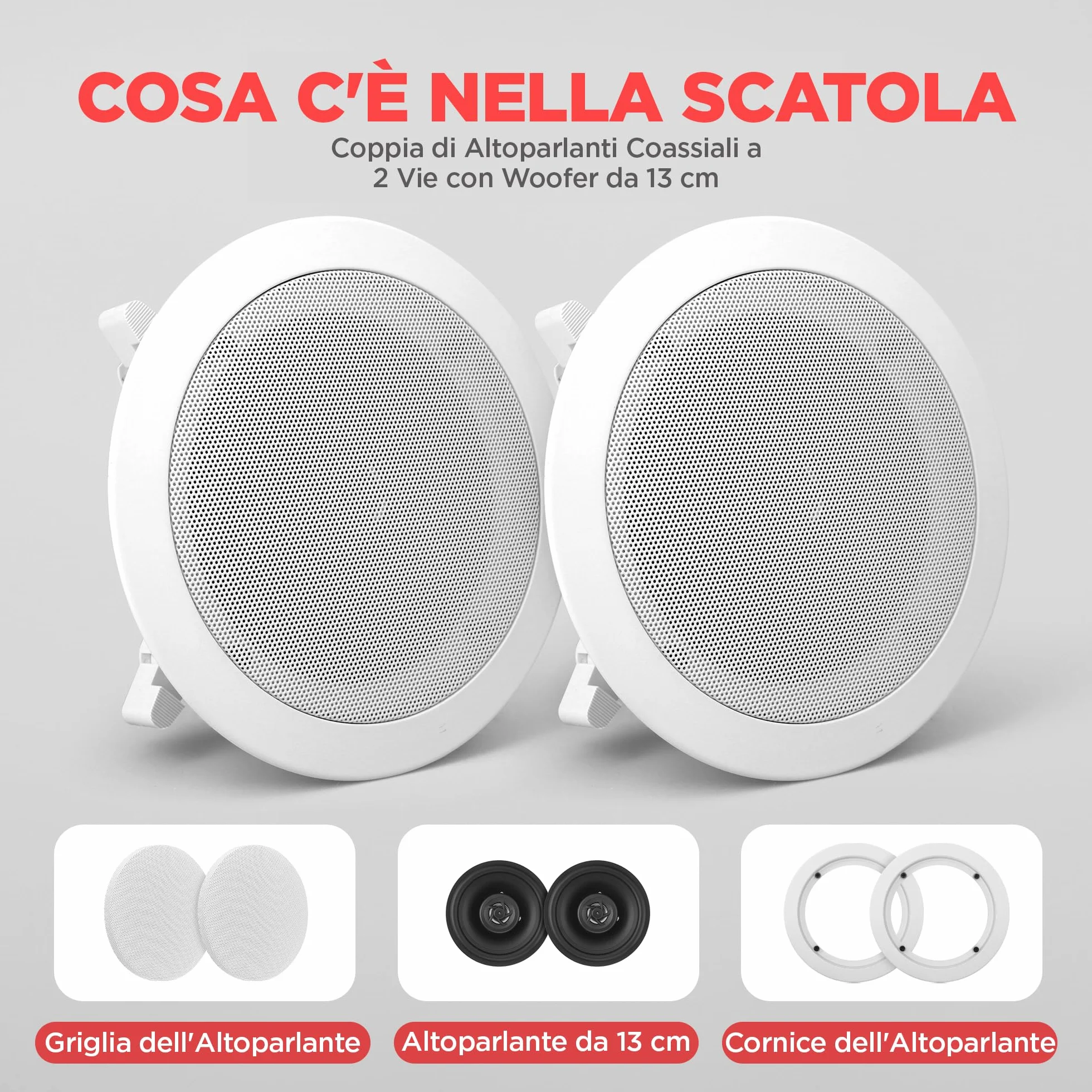 Pyle Altoparlanti Casse Audio da Incasso a Soffitto Bianchi 13,3 cm Coppia 2 Vie 150 Watt 80Hz–20kHz
