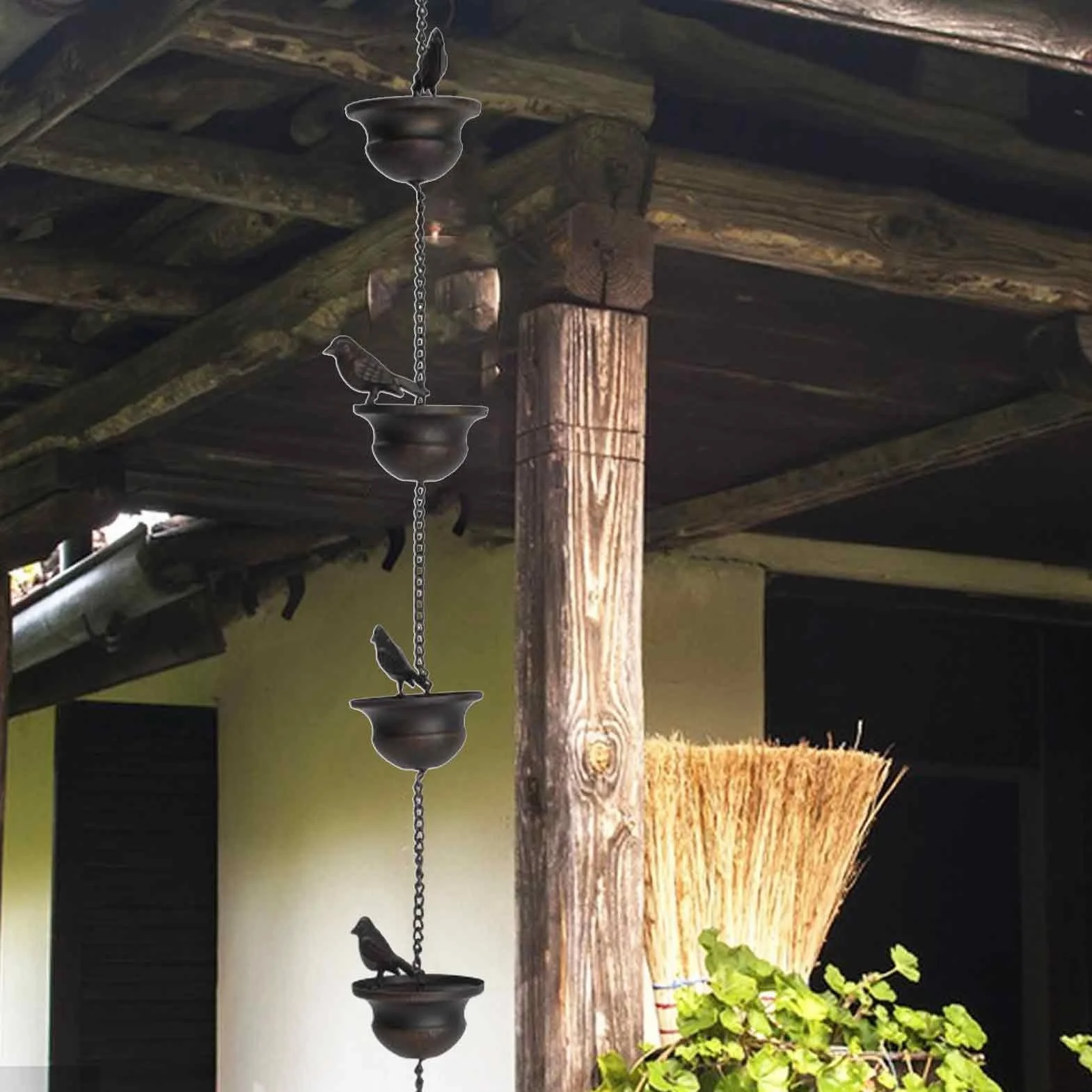 Catena per Acqua Piovana Antipioggia per Grondaie Esterni Raccolta Acqua con Vaso Decorazione Giardino