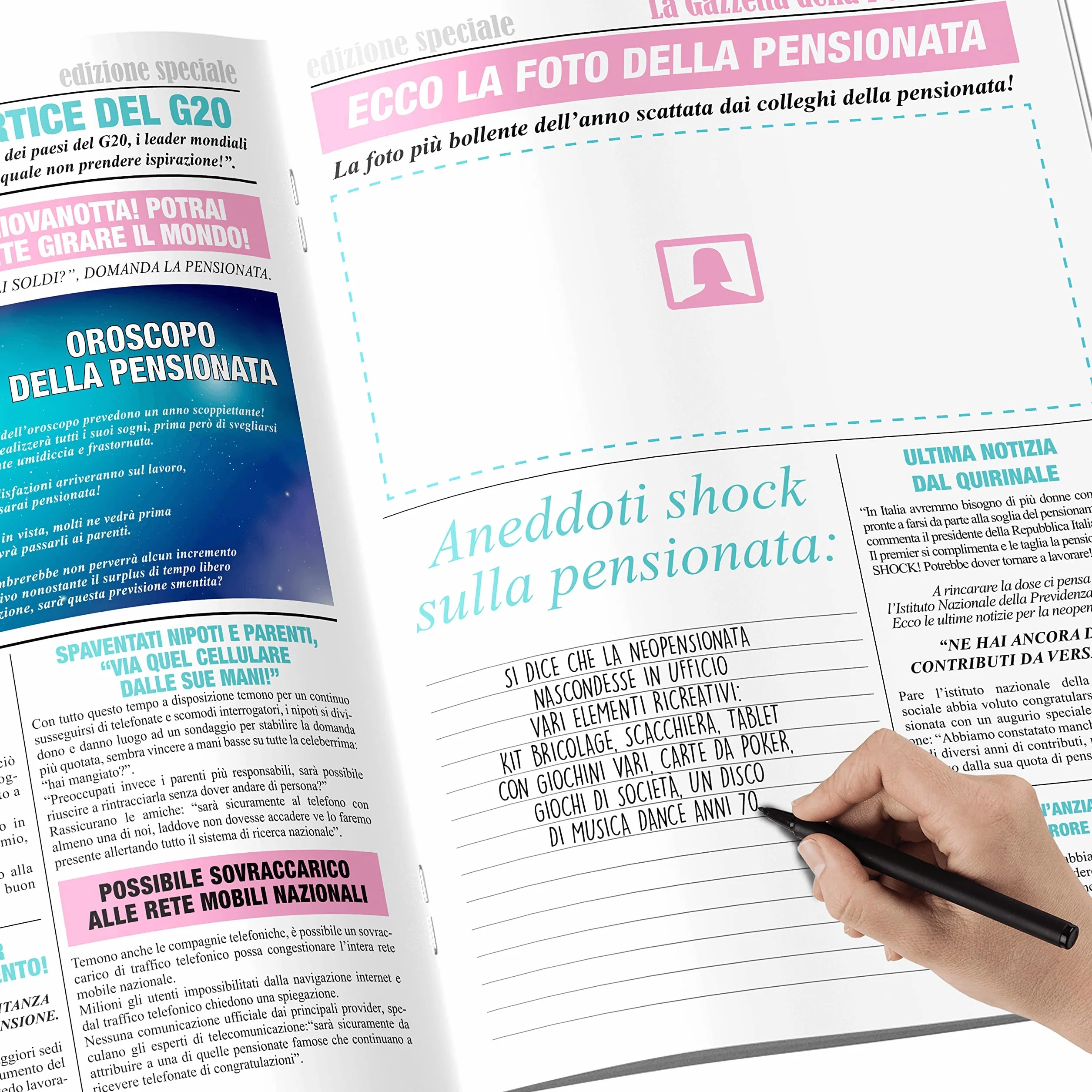La Gazzetta della Pensionata Maxi Biglietto di Auguri Pensionamento Divertente Donna