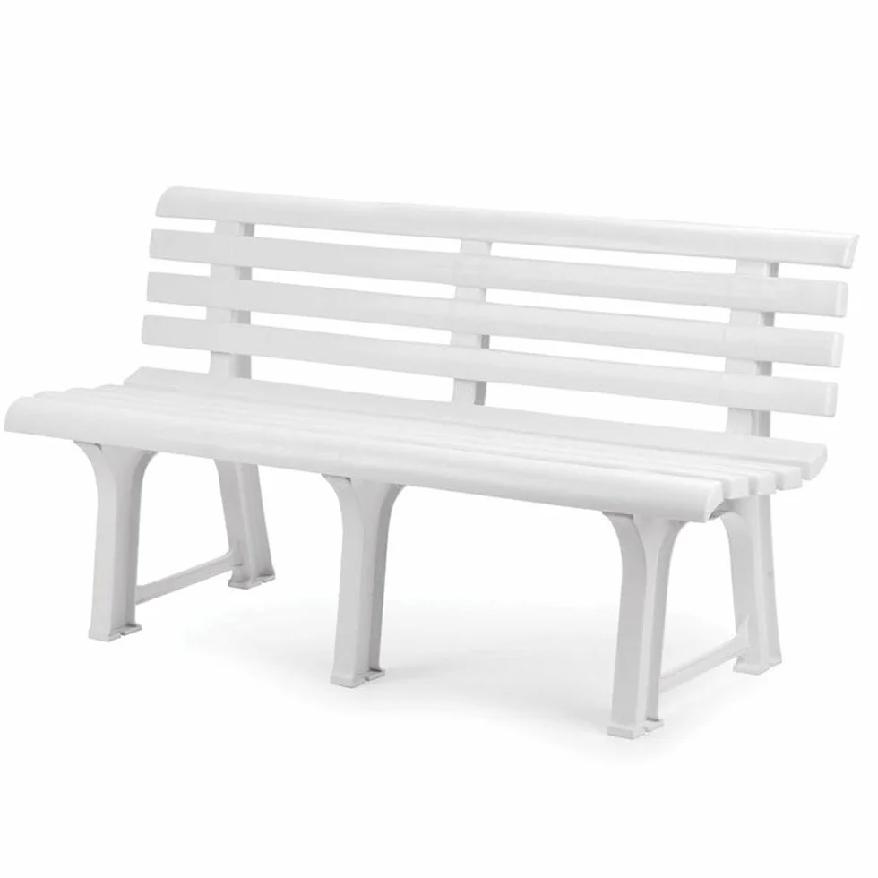 VIRSUS Panchina da Giardino di colore Bianco, Misura 145x49x74 cm, Panca a 3 Sedute, Resistente ai Raggi UV e Intemperie, Panchina da Esterno -ORC008F